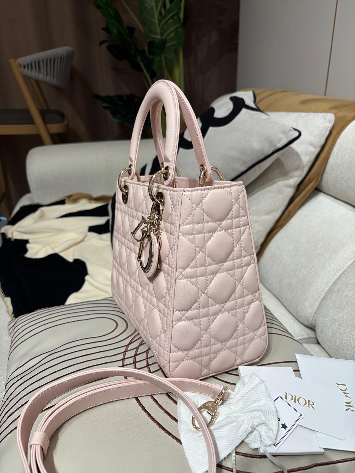 全新Dior Lady Dior Pink Medium 100%Authentic, 全新✅收據✅證書 ✅dust bag✅Box