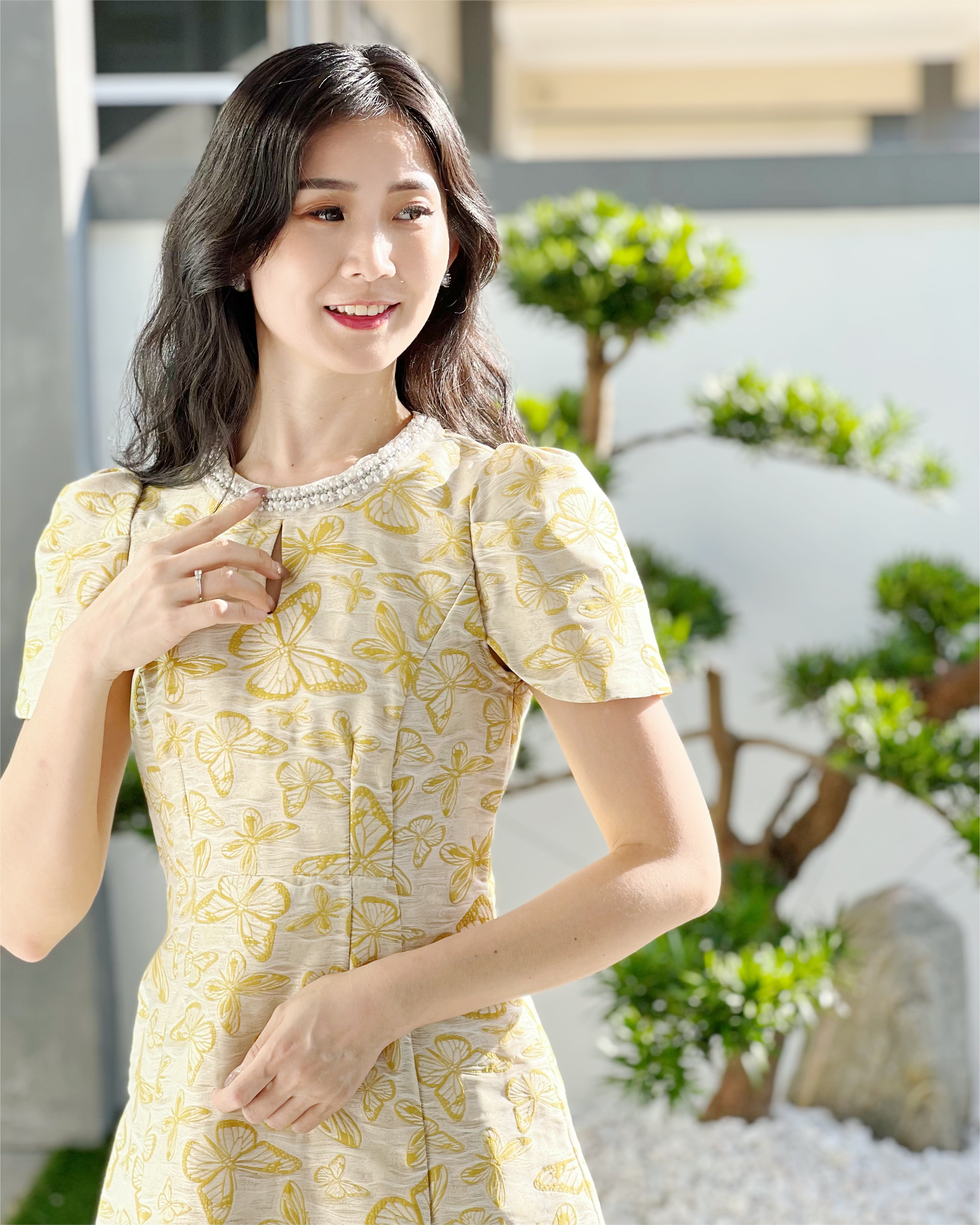 5083 Aqua Butterfly Pearl Mini Dress