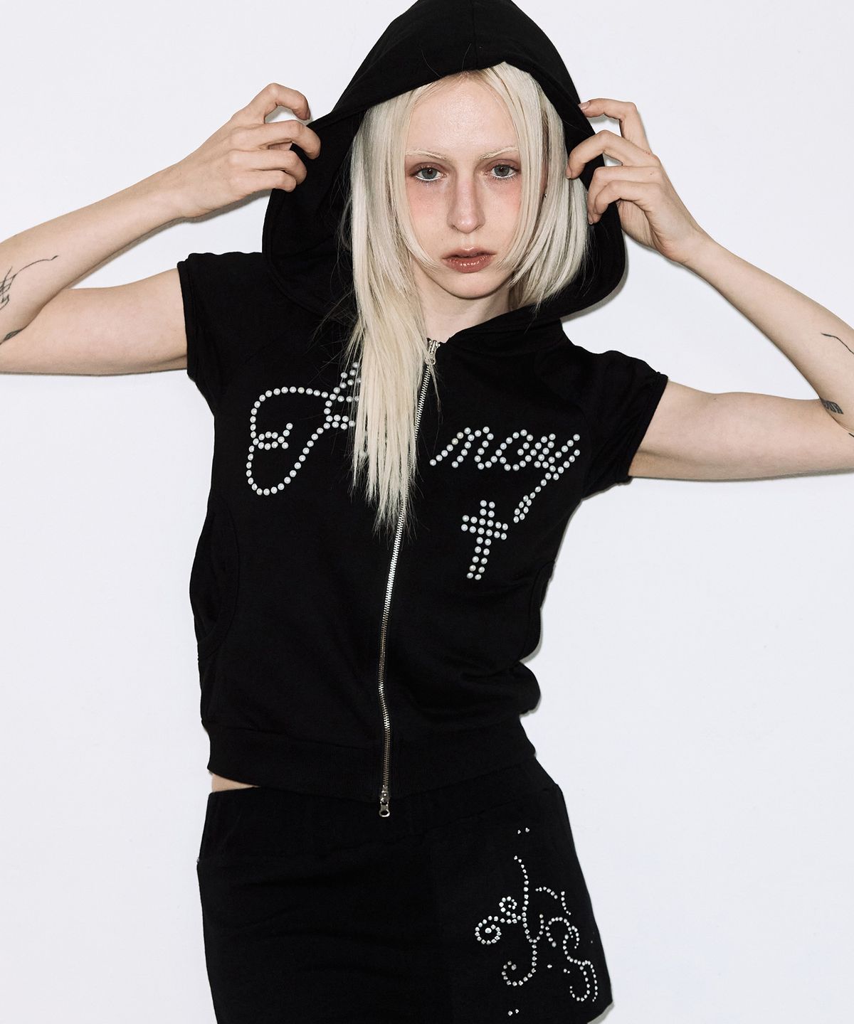 🇰🇷訂購｜FANCY CLUB 26SS｜Hotfix Puff Sleeve Zip-Up Hoodie 4色