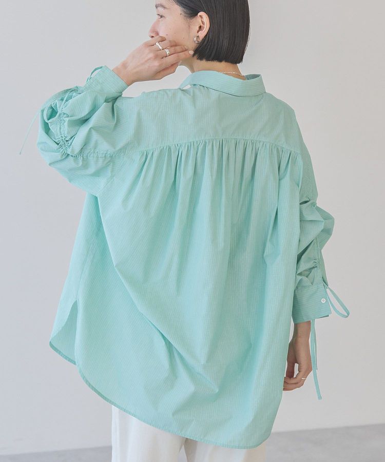 日本春裝預購 緞帶條紋襯衫