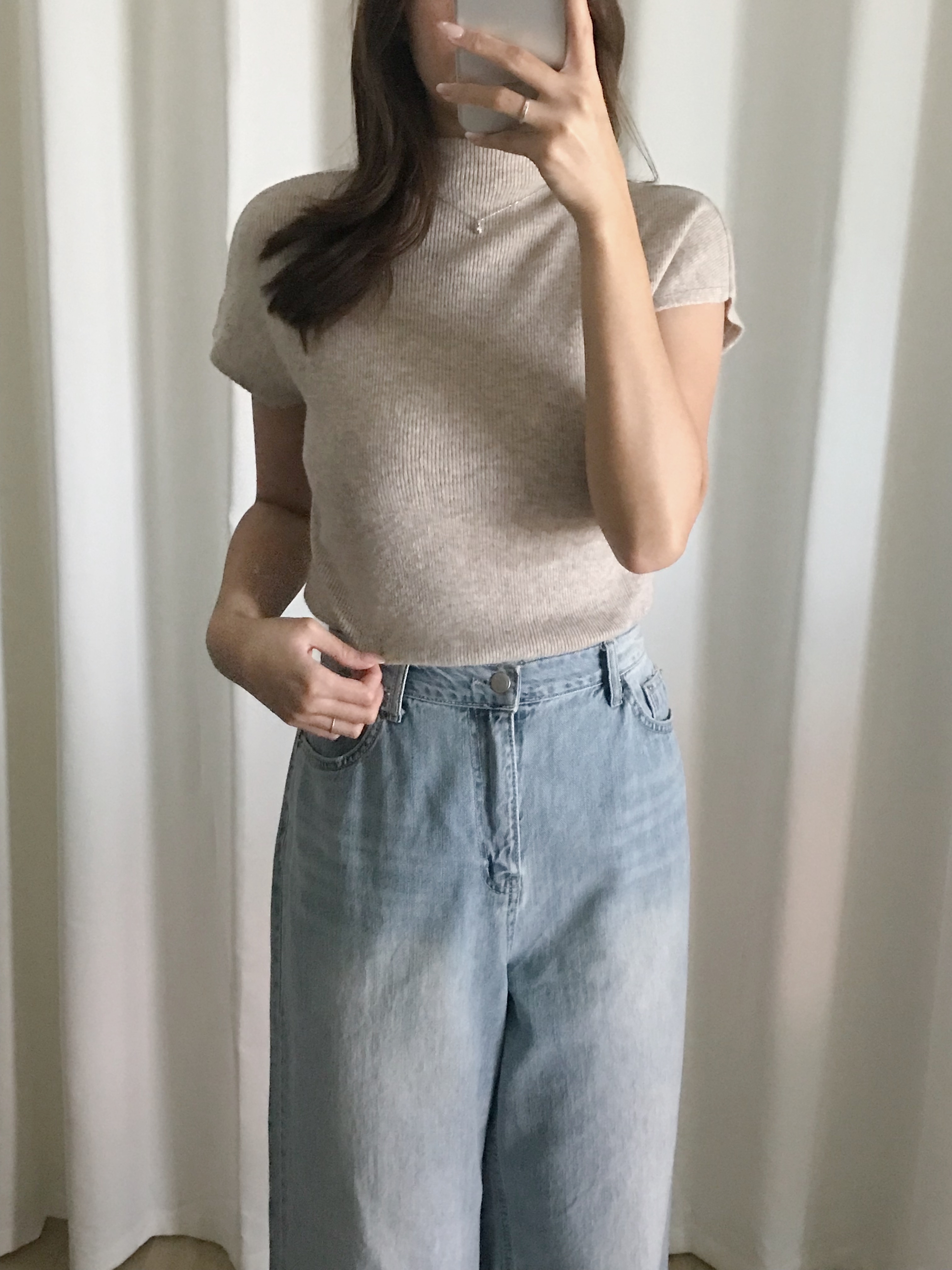 溫柔半高領針織短袖上衣(五色入)