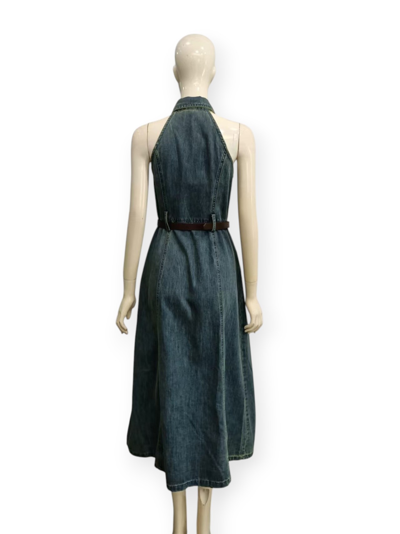 Halter Denim Midi Dress M237