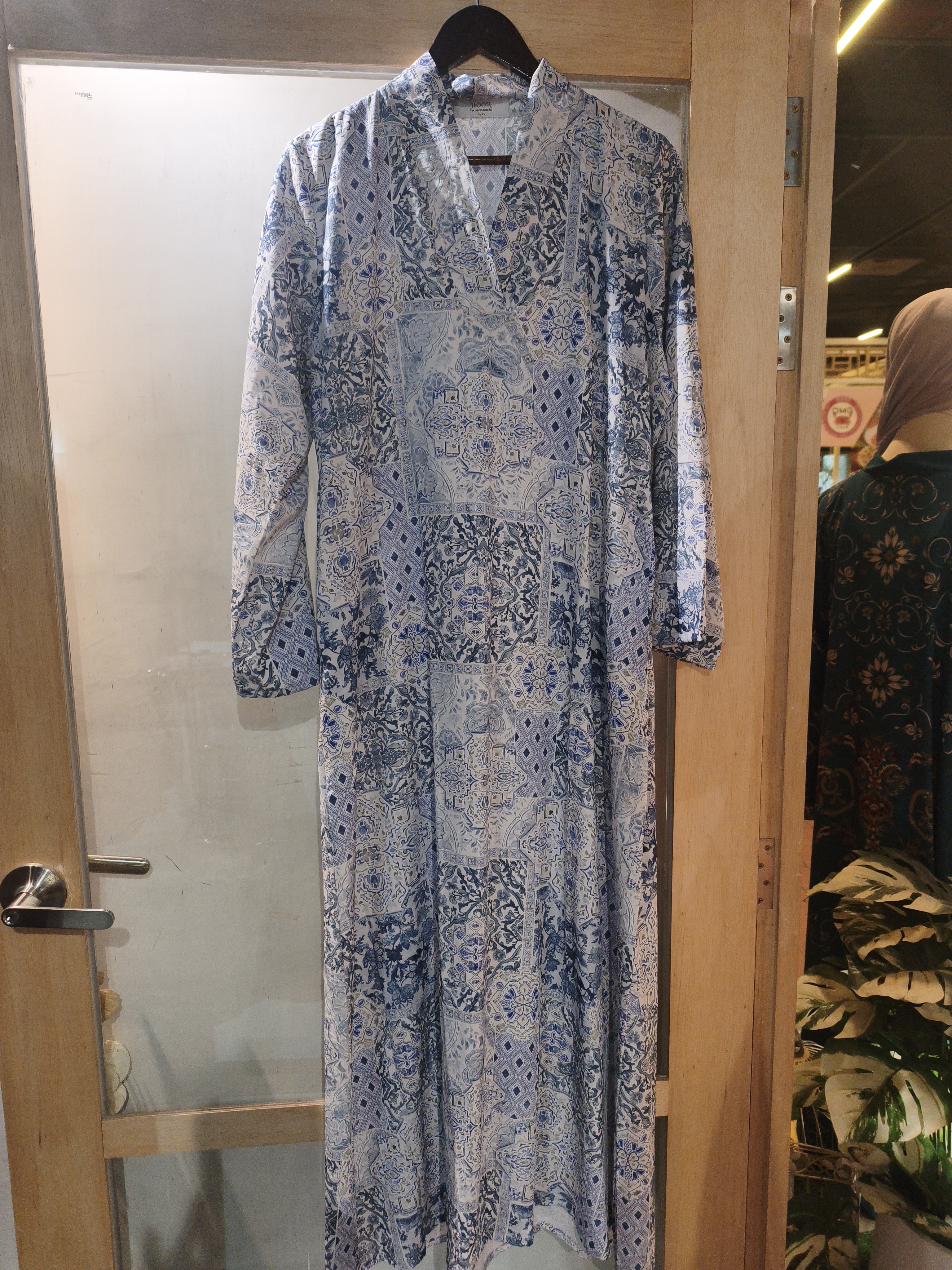 Linen Patchwork Dress - Mosaic Blue