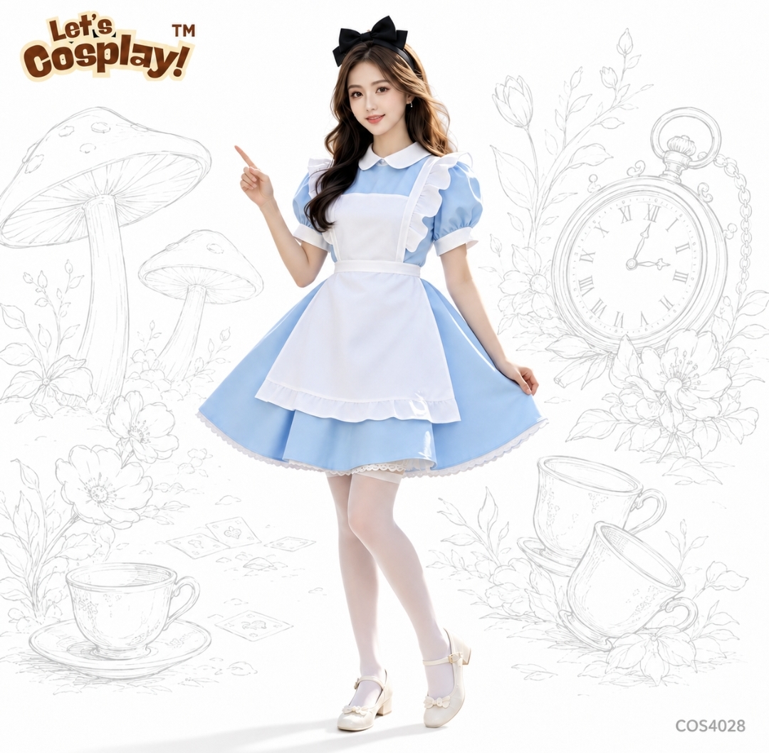 成人愛麗絲夢遊仙境角色扮演服裝｜萬聖節藍色女僕裙 Lets Cosplay 香港現貨