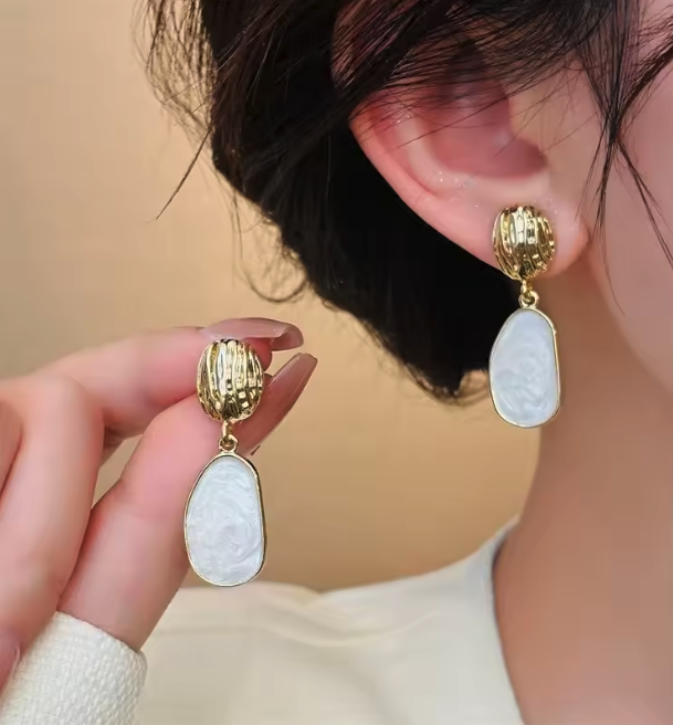 Elongated Oval Drop Earrings
