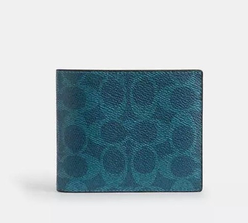 😎😎就係有點獨特嘅藍色Signature C pattern 可拆卡套 Coach 短銀包現貨🇨🇦✈️🇺🇸
