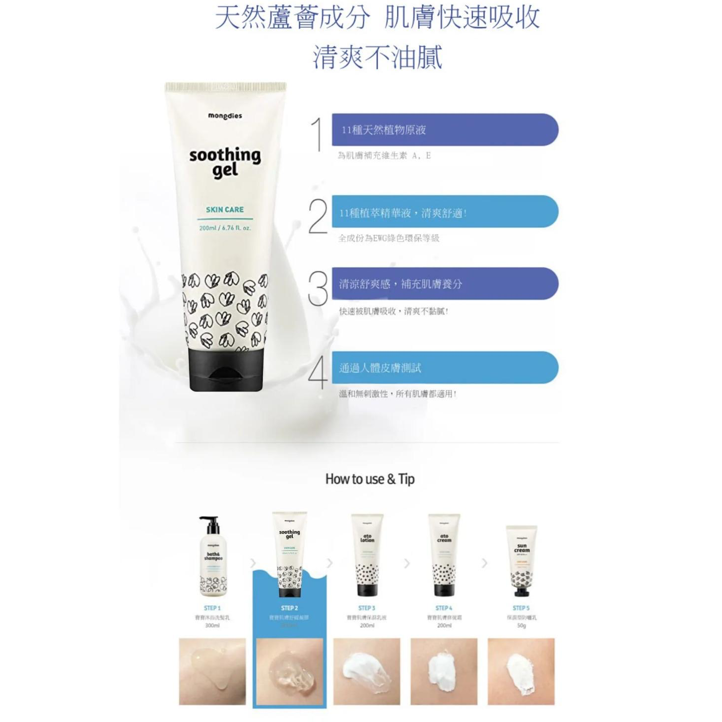 【Mongdies】嬰童曬後舒緩水凝膠 (200ml)