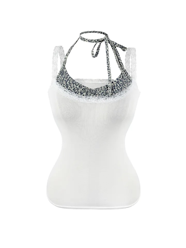 Leopard Patchwork Halter Cami Top