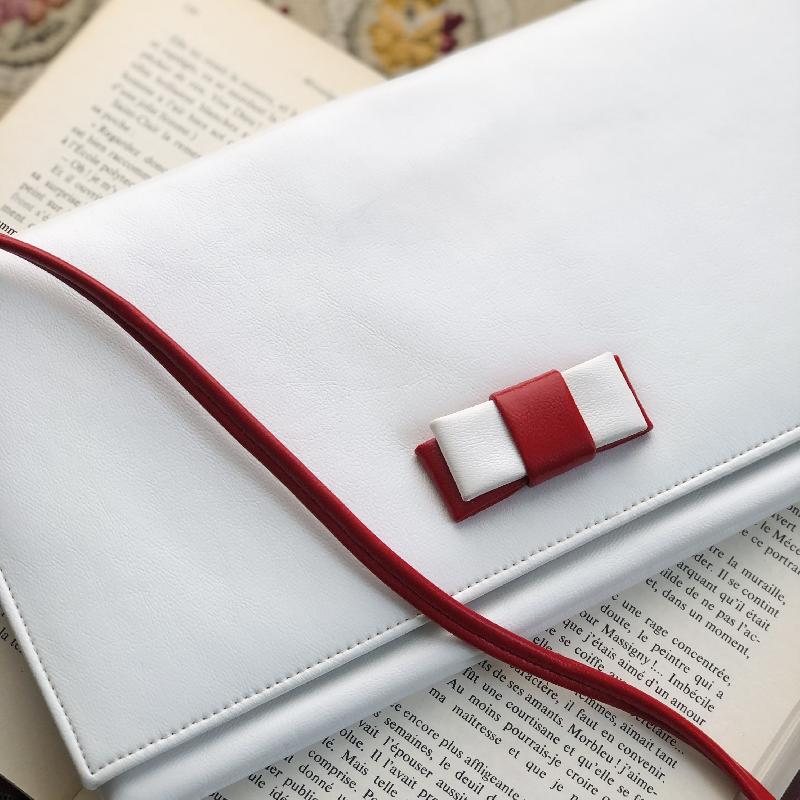 Vintage C.a. 1960-70s Canada Cabretti Red & White Ribbon Two Way Clutch/Shoulder Envelope Bag(MT1789)