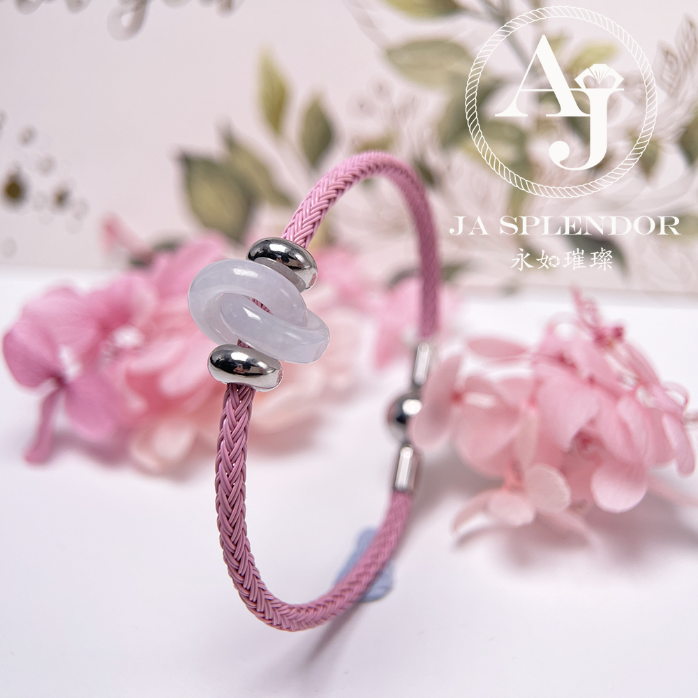 JN-2245 天然翡翠A玉 【愛永恆】環環相扣不鋼防水、防敏手鐲