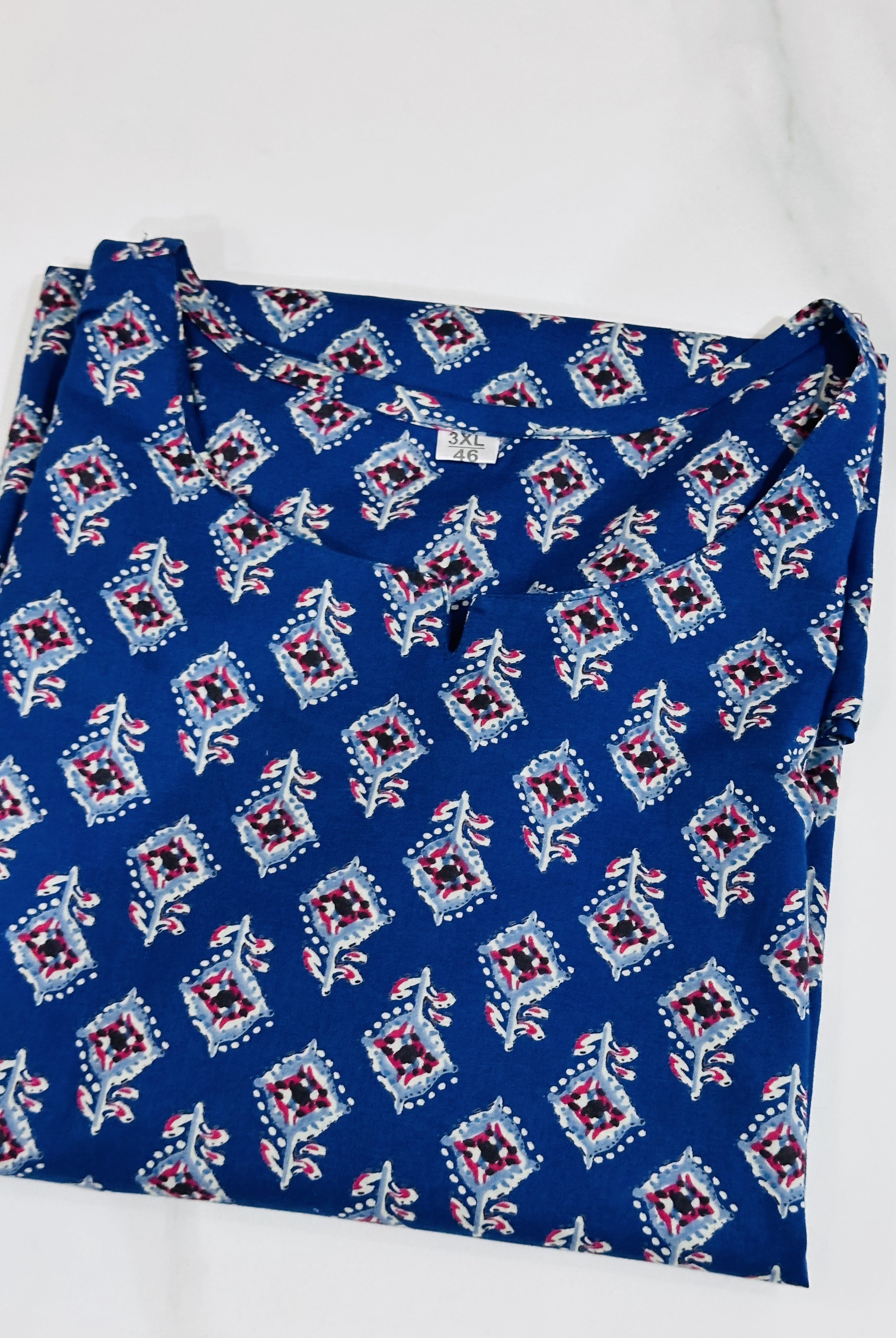(Plus) Blue Flora Print Kurti 