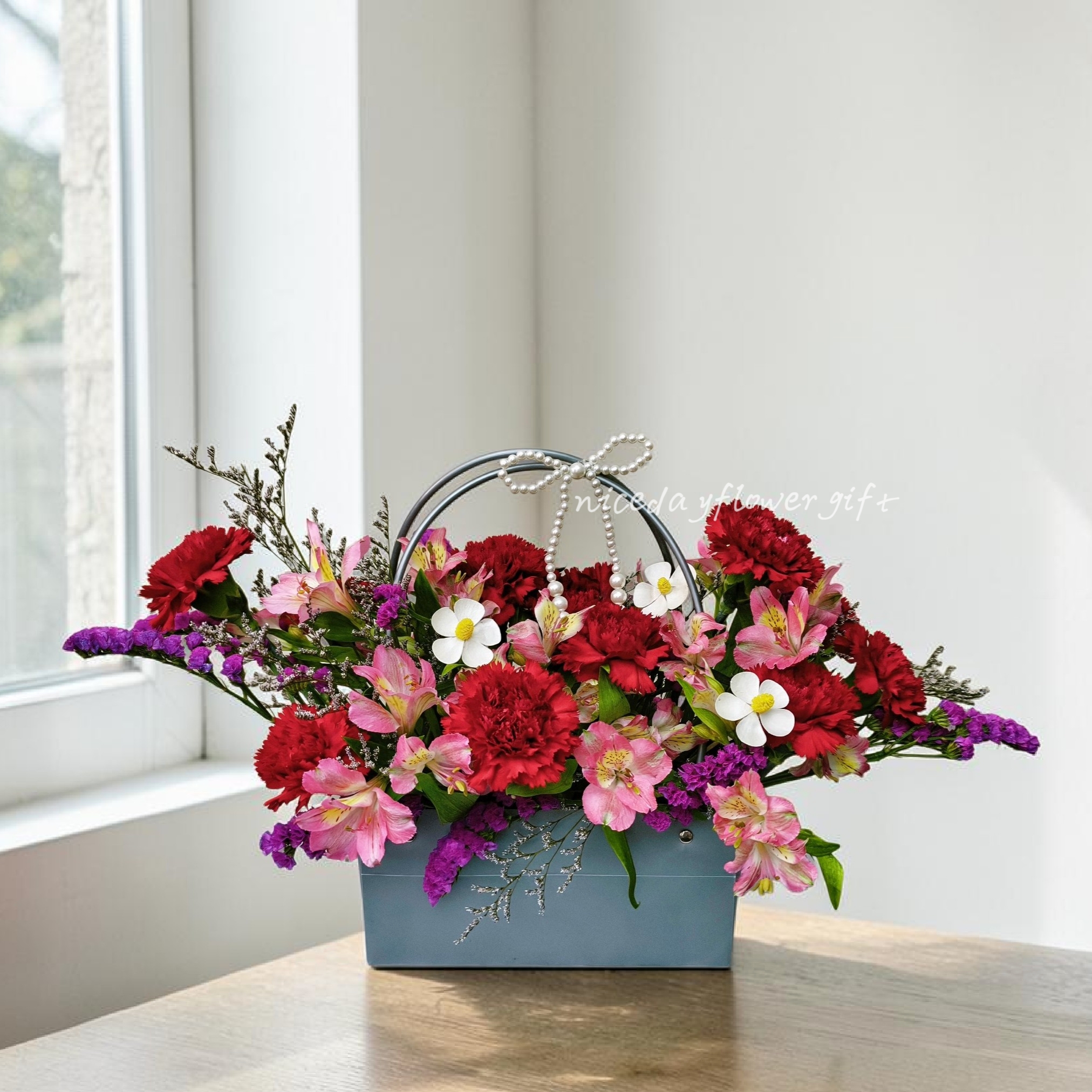 BA03M 康乃馨鮮花手挽袋