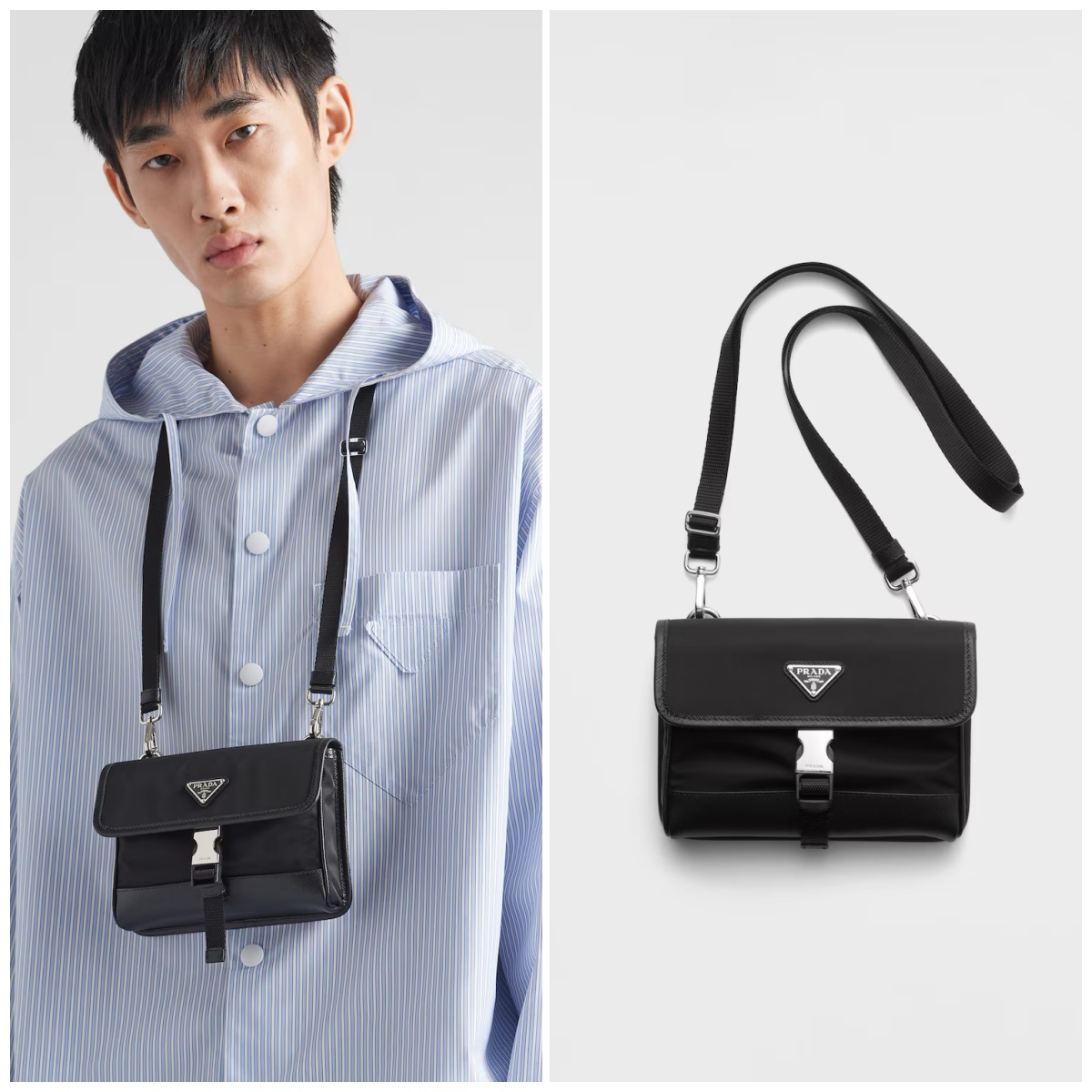 【原單】PRADA Re-Nylon x Saffiano leather smartphone case