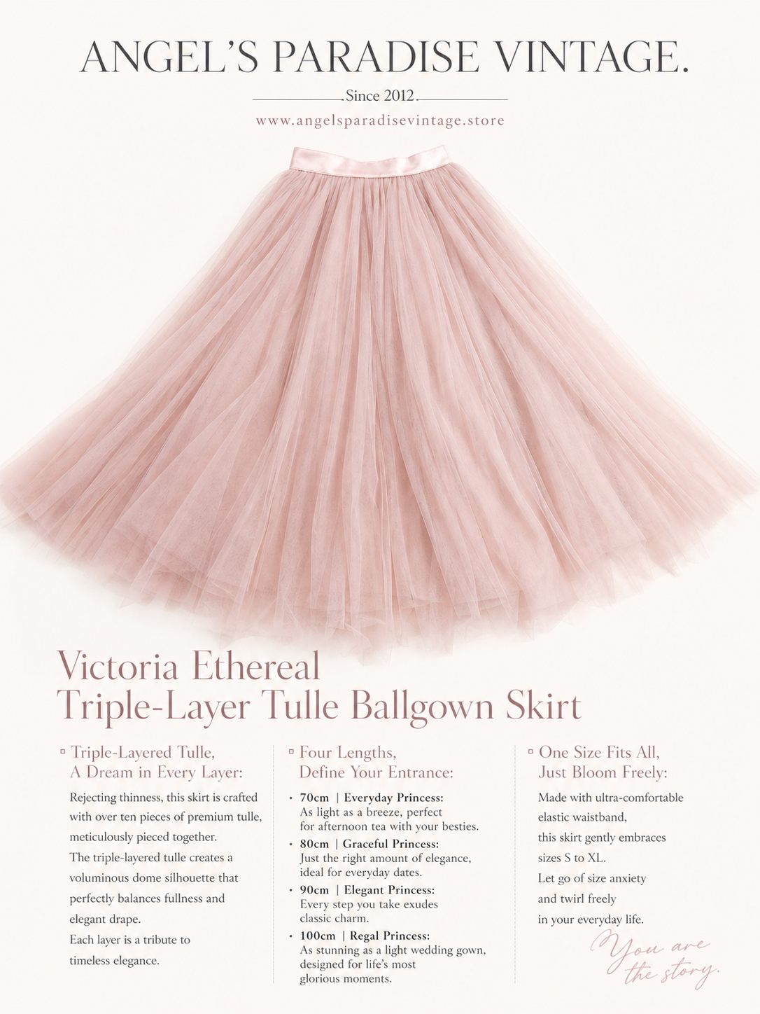 維多利亞繾綣夢幻三層輕紗大圓台蓬蓬裙 Victoria Ethereal Triple-Layer Tulle Ballgown Skirt