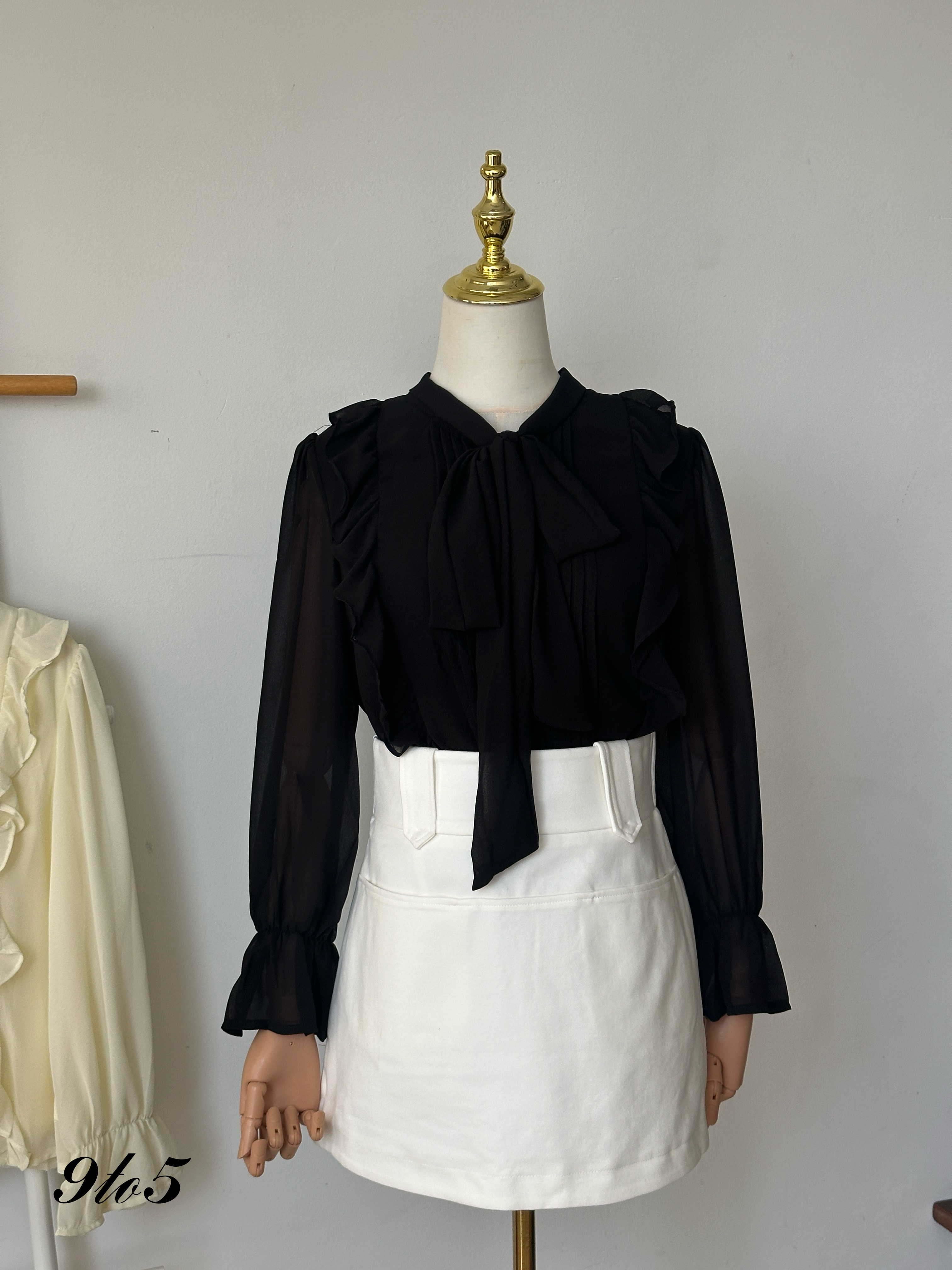 T3990 Bow-tie Ruffle Blouse - 3 Colors