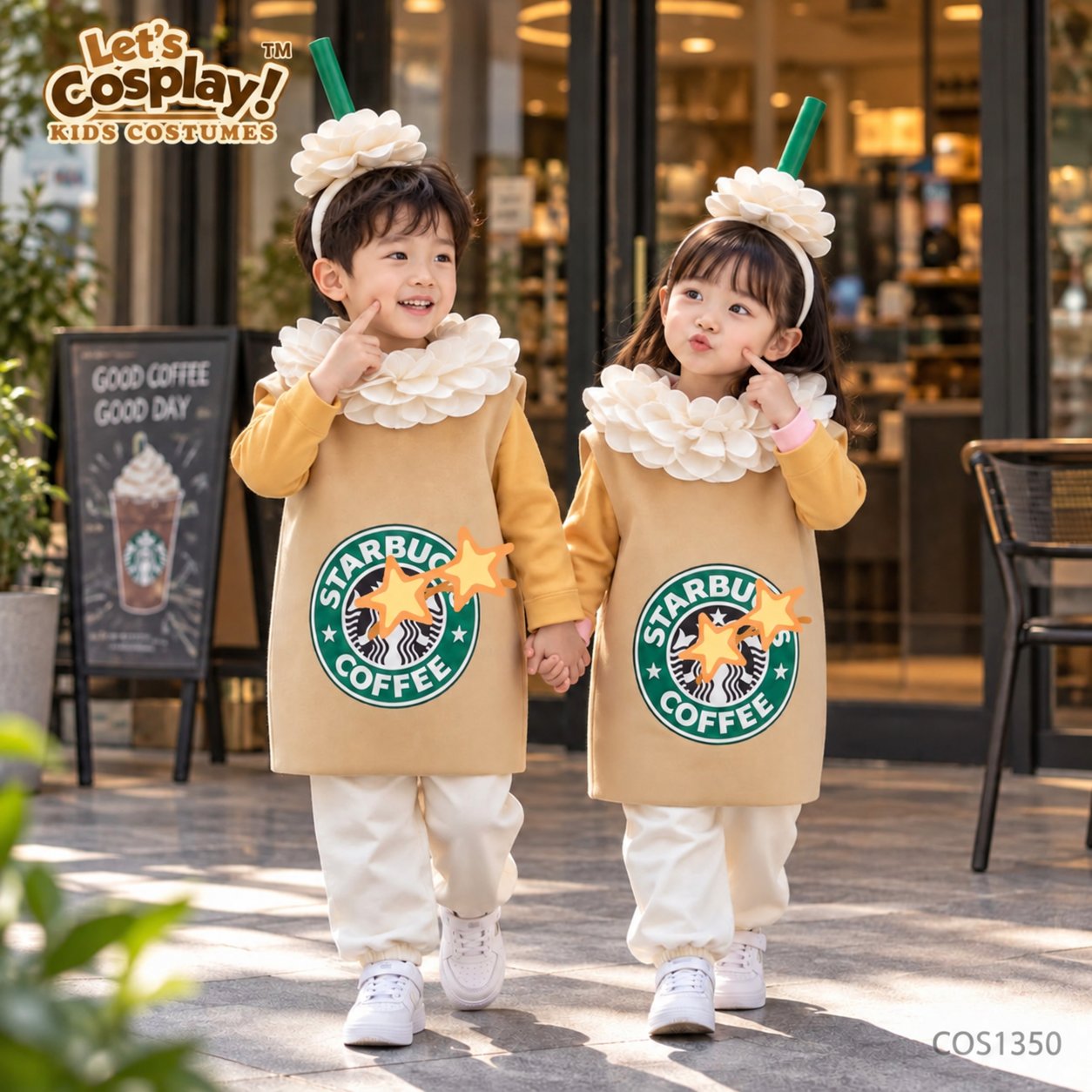 兒童咖啡杯飲品搞笑造型服,香港現貨Lets Cosplay COS1350