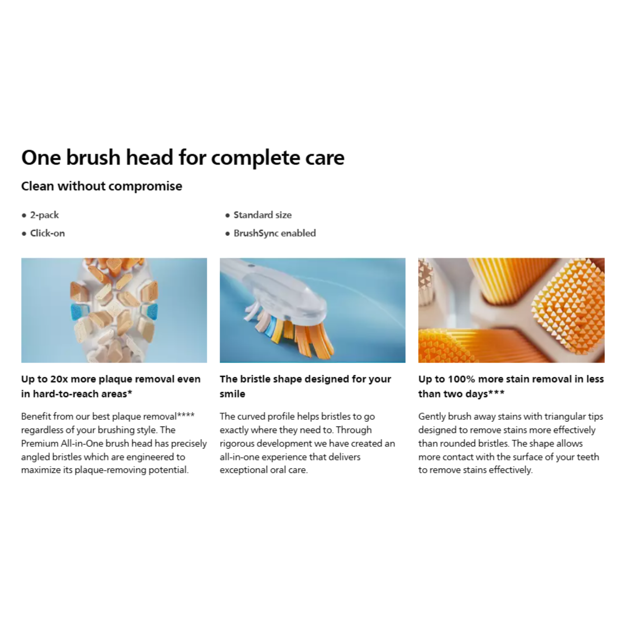 Philips Sonicare A3 Premium All-in-One Standard Toothbrush Heads Black 2pcs (HX9092/96)