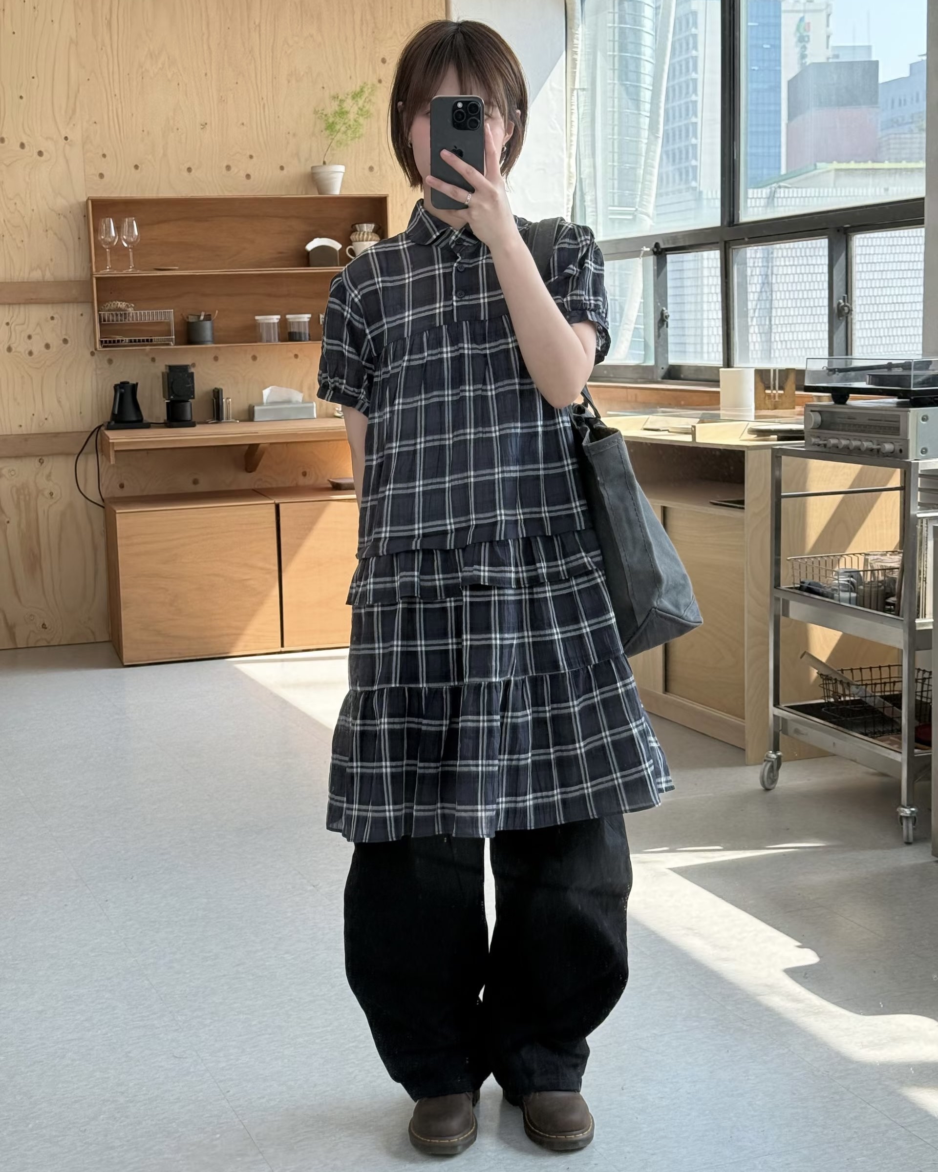 monday check layered dress