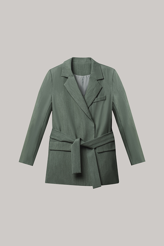 Tie-Waist Tailored Longline Blazer