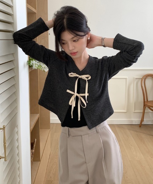 double ribbon 綁帶短外套