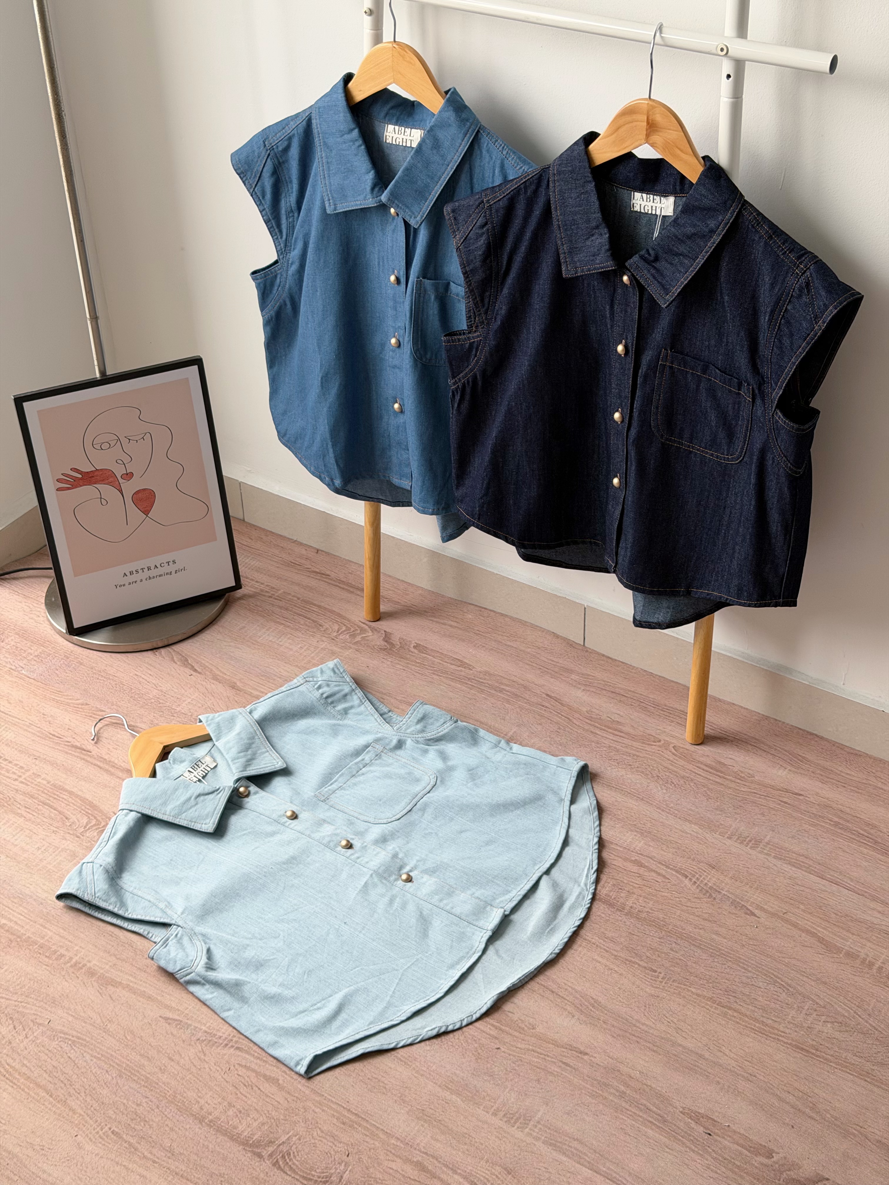T4524 Cape Sleeve Denim Shirt - 3 Colors 