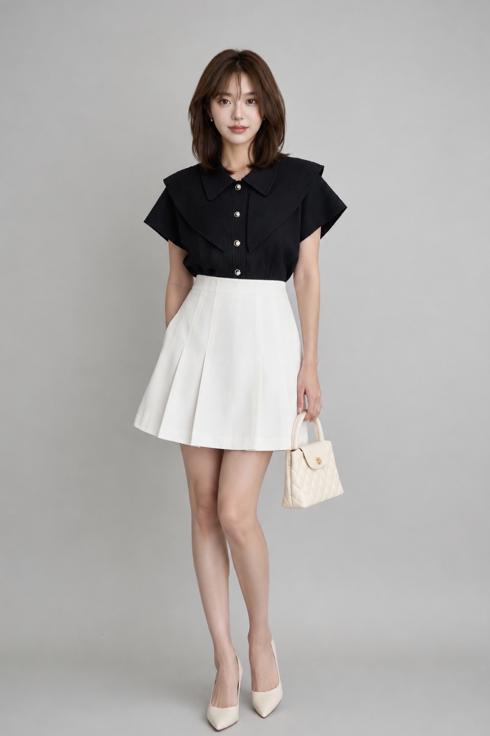 580271 Avery Pleated A-Line Mini Skirt