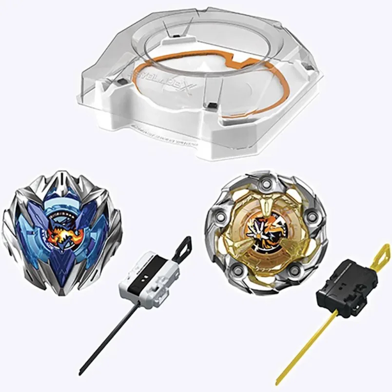 爆旋陀螺X Beyblade X  (行版) UX-04 對戰入門套裝 ：包括陀螺盤 +爆刃+黃神杖 (附兩個發射器)