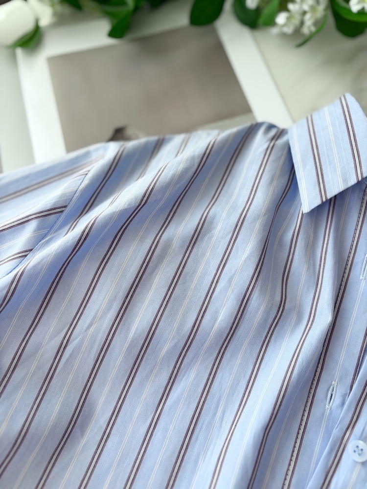 Striped Oversize Shirt (Blue)