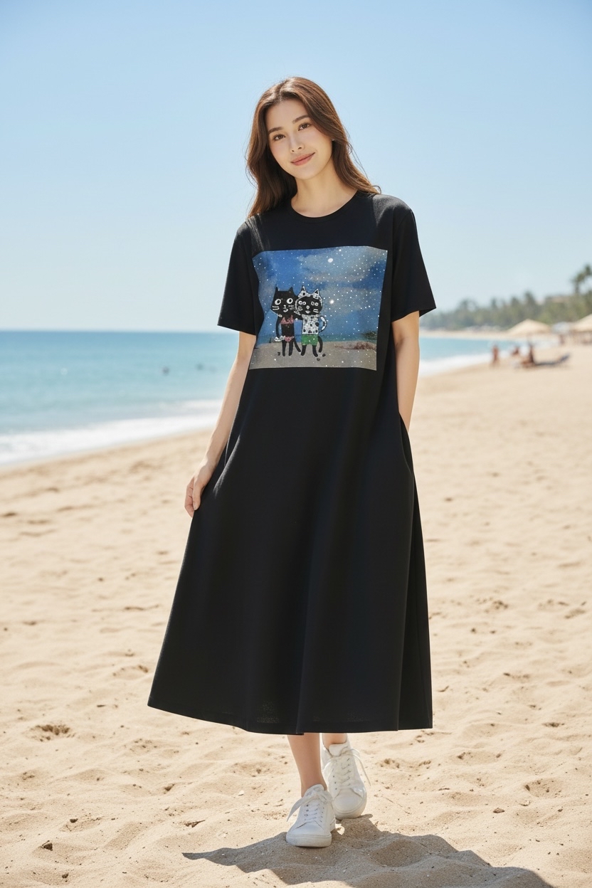 Catsfriends and Beach Tee Dress