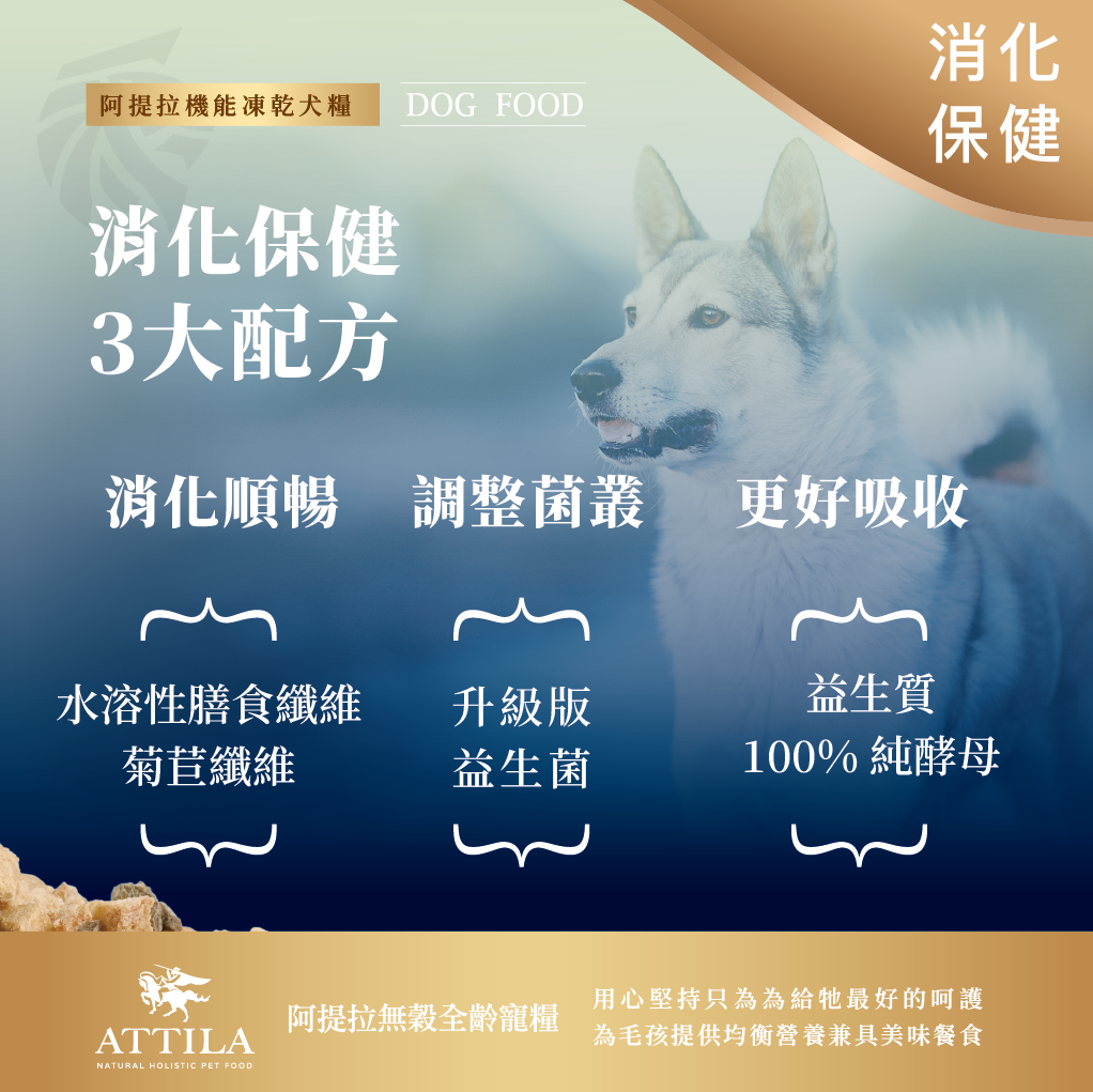 阿提拉凍乾機能無穀狗糧 (雞＋鵪鶉蛋＋五色胡蘿蔔) 