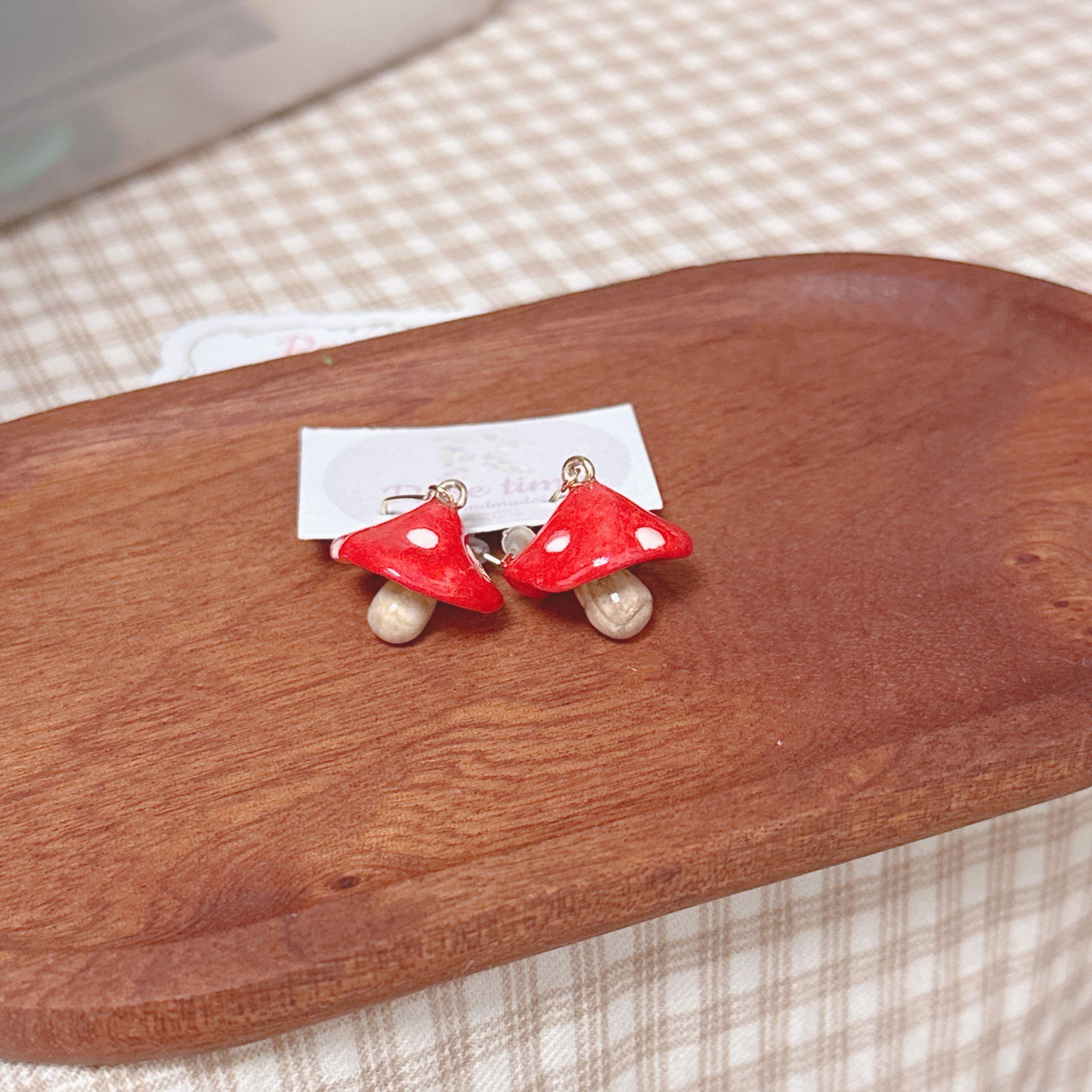 ᴿᵒˢᵉ ᵗⁱᵐᵉ ʰᵃⁿᵈᵐᵃᵈᵉ7️⃣週年 #3月25-27日半價飾物 🈹 手繪立體紅蘑菇耳環🍄🍄