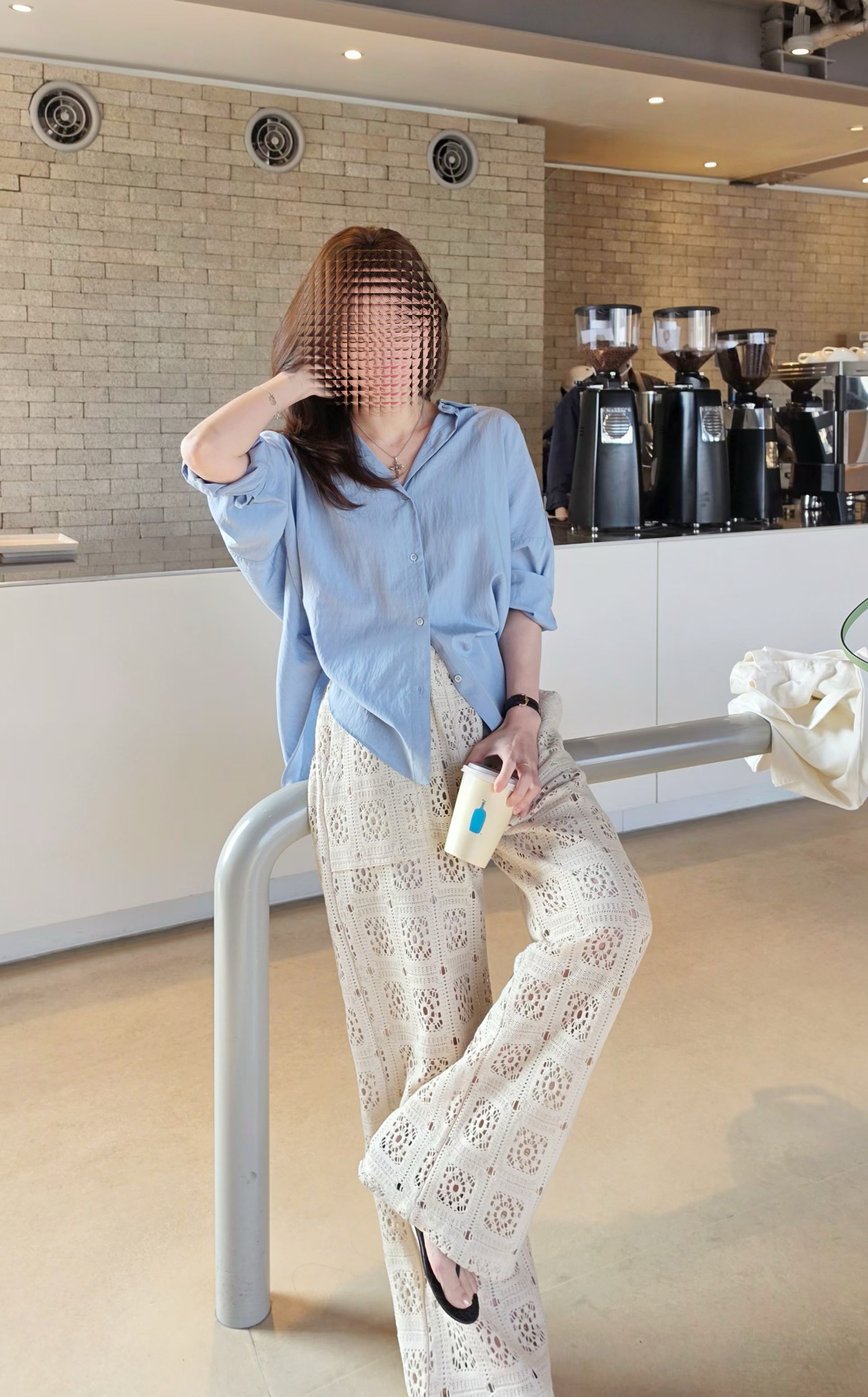 Crochet straight leisure pants 