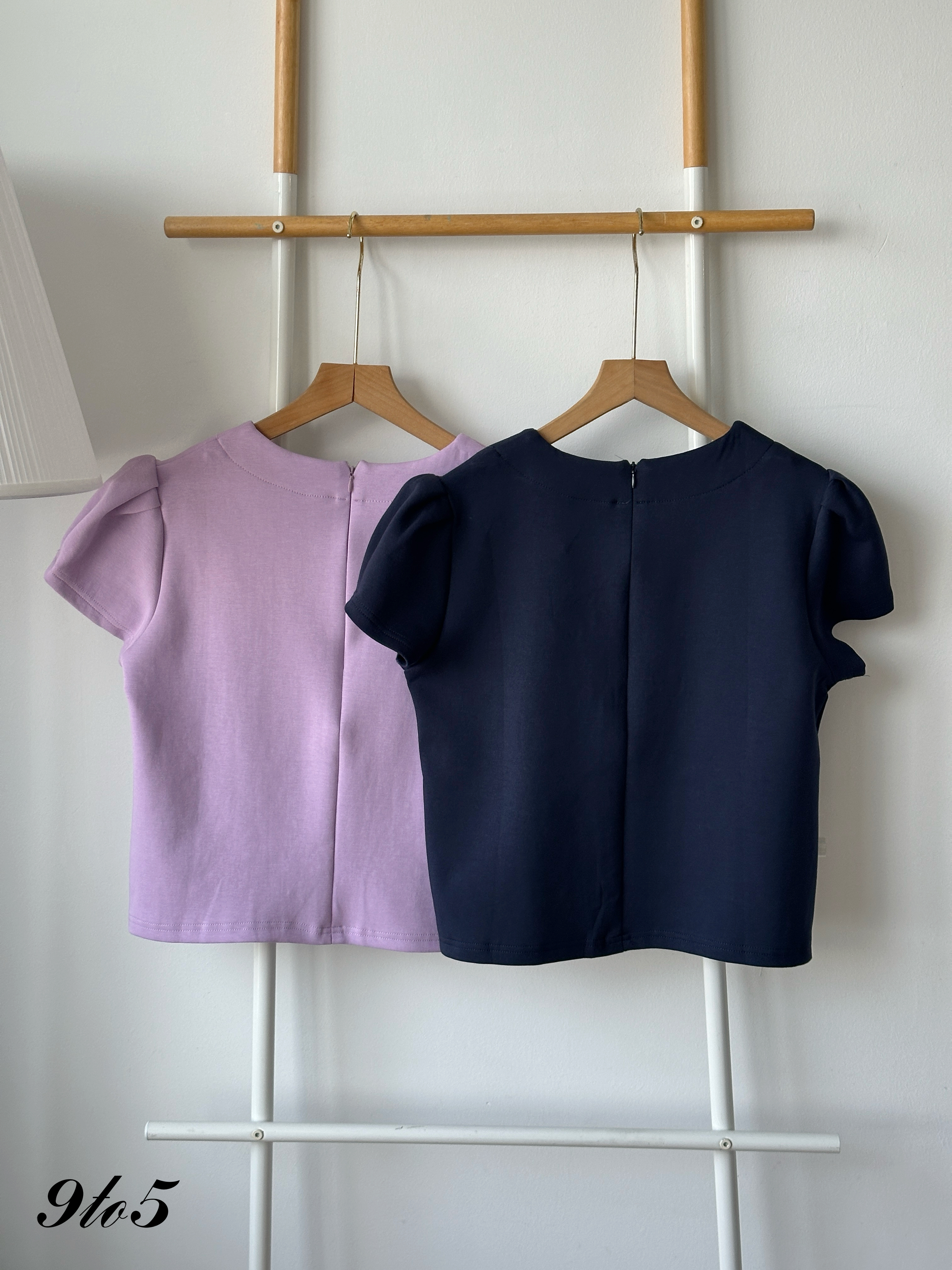 T4337 Puff Sleeve Round Neck Top - 3 Colors 