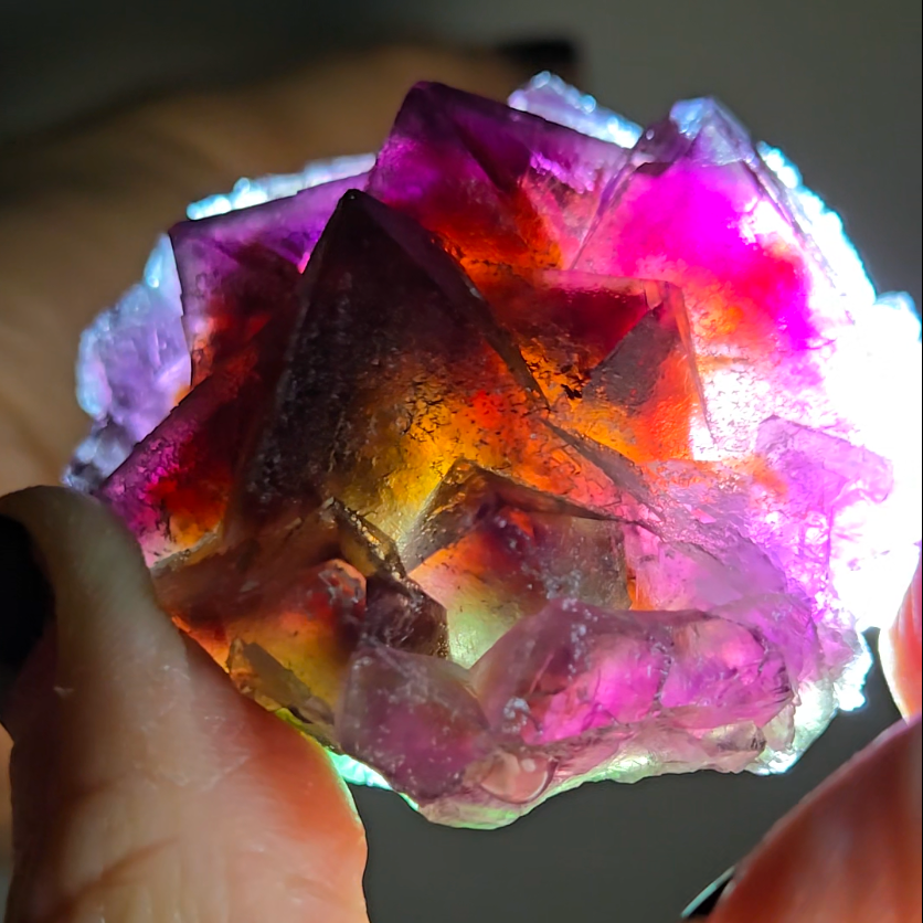 Red phantom octahedral fluorite from China - FL293