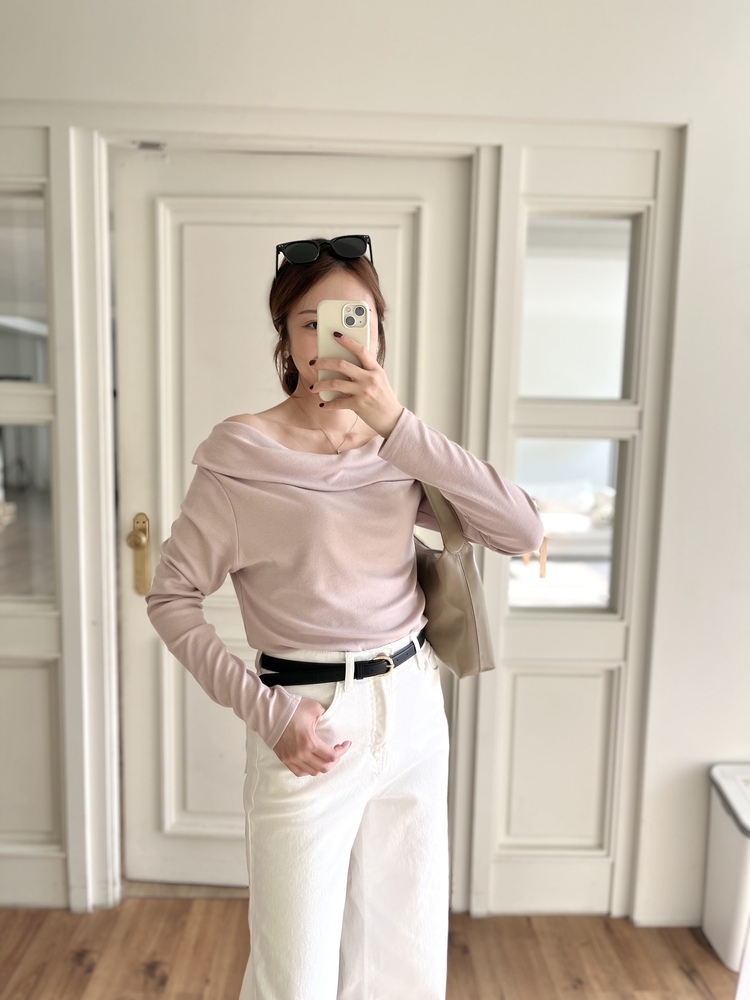 Muse Off Shoulder Drape Top (Dusty Pink)