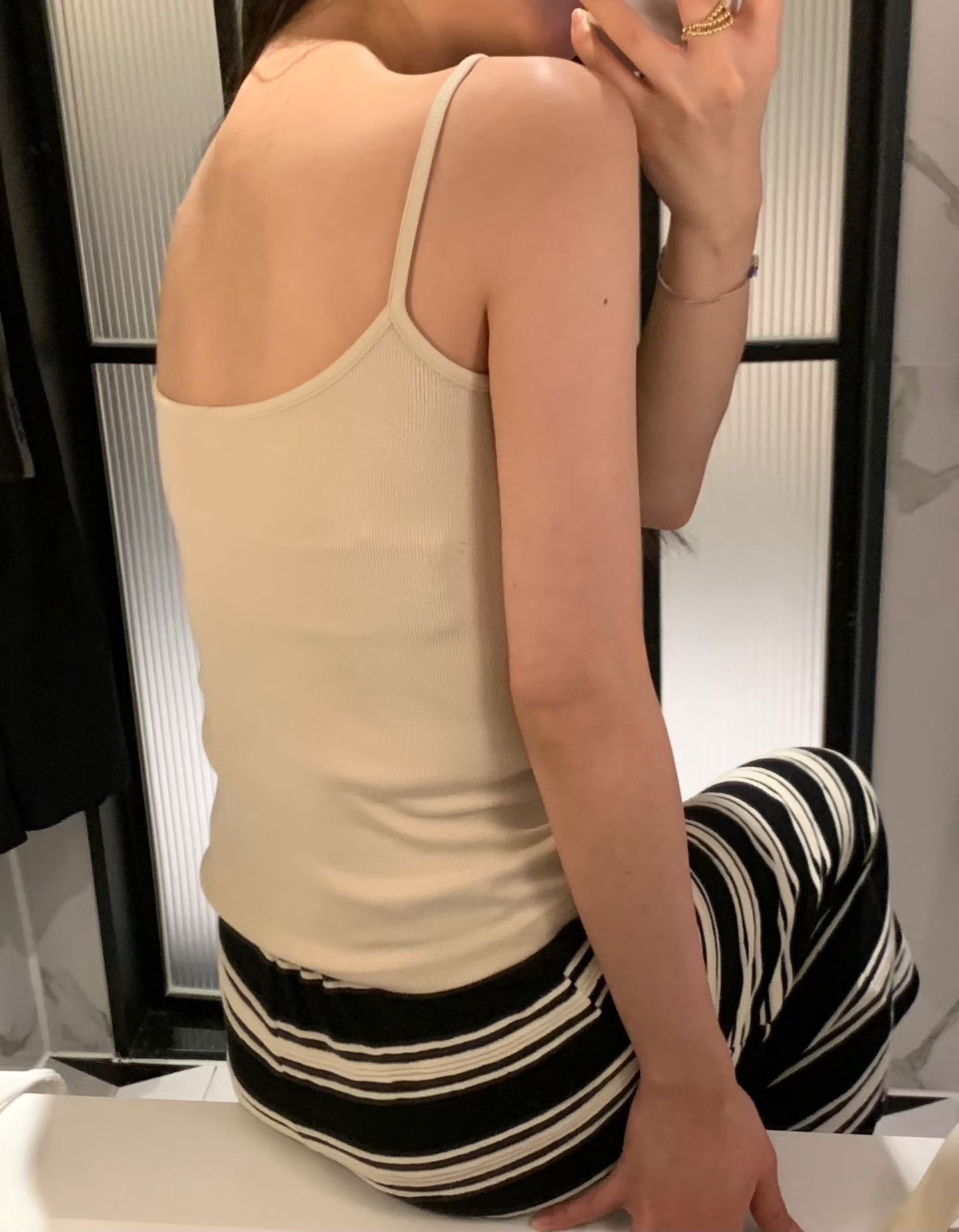 Elegant boat neck U-back cami top