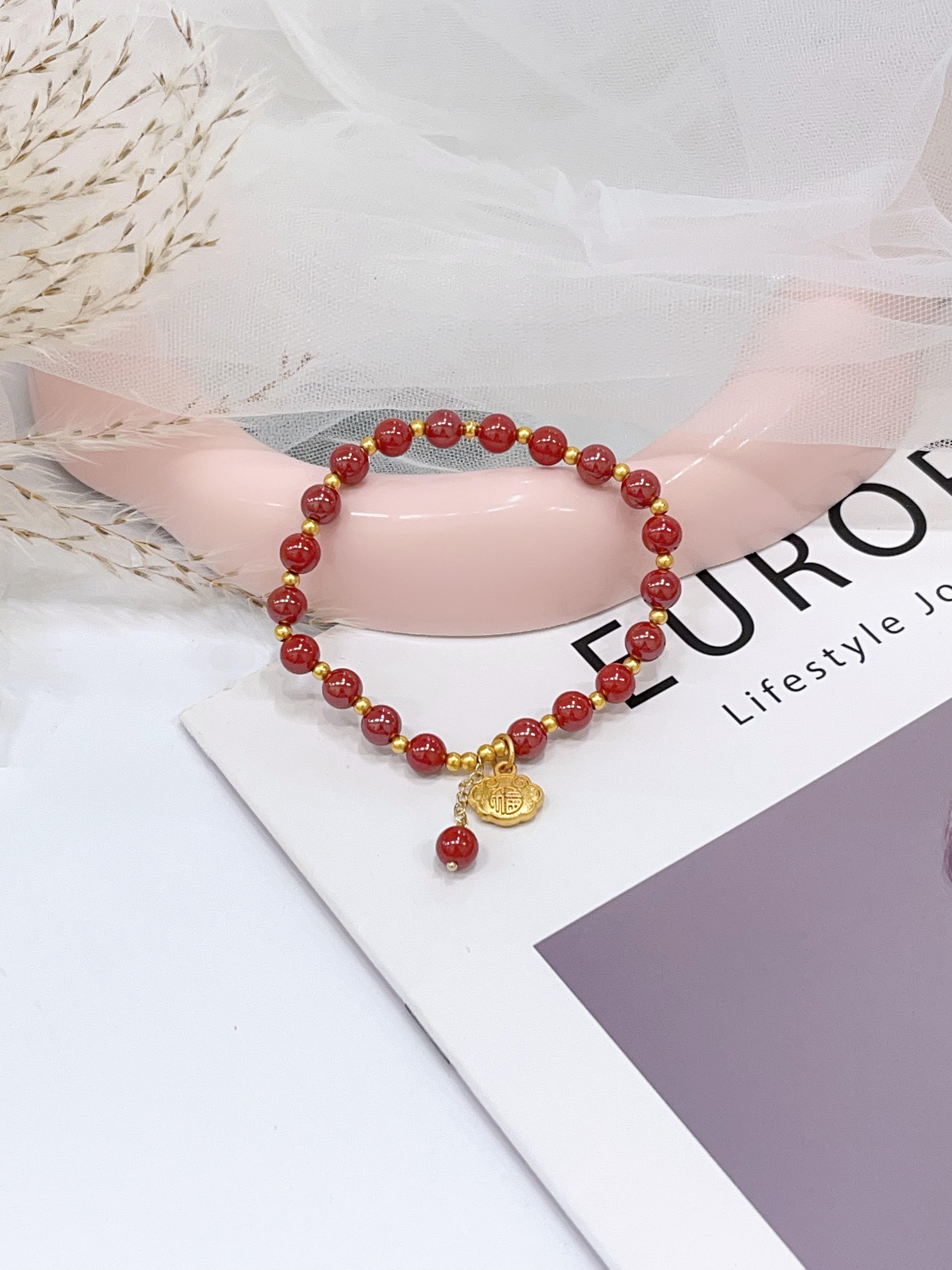 🔒 帝王砂 × 福锁手串 Imperial Sand Stone & Fortune Lock Charm | 6mm