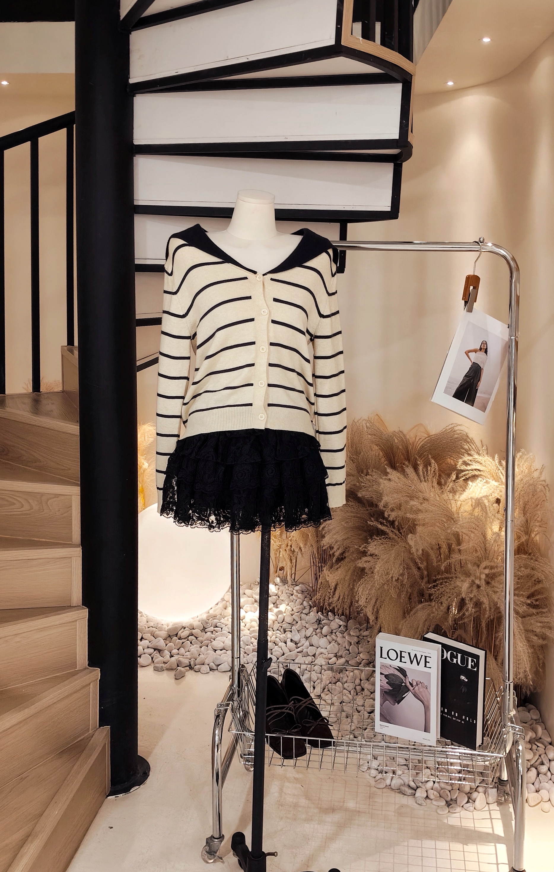 水手线条针织上衣