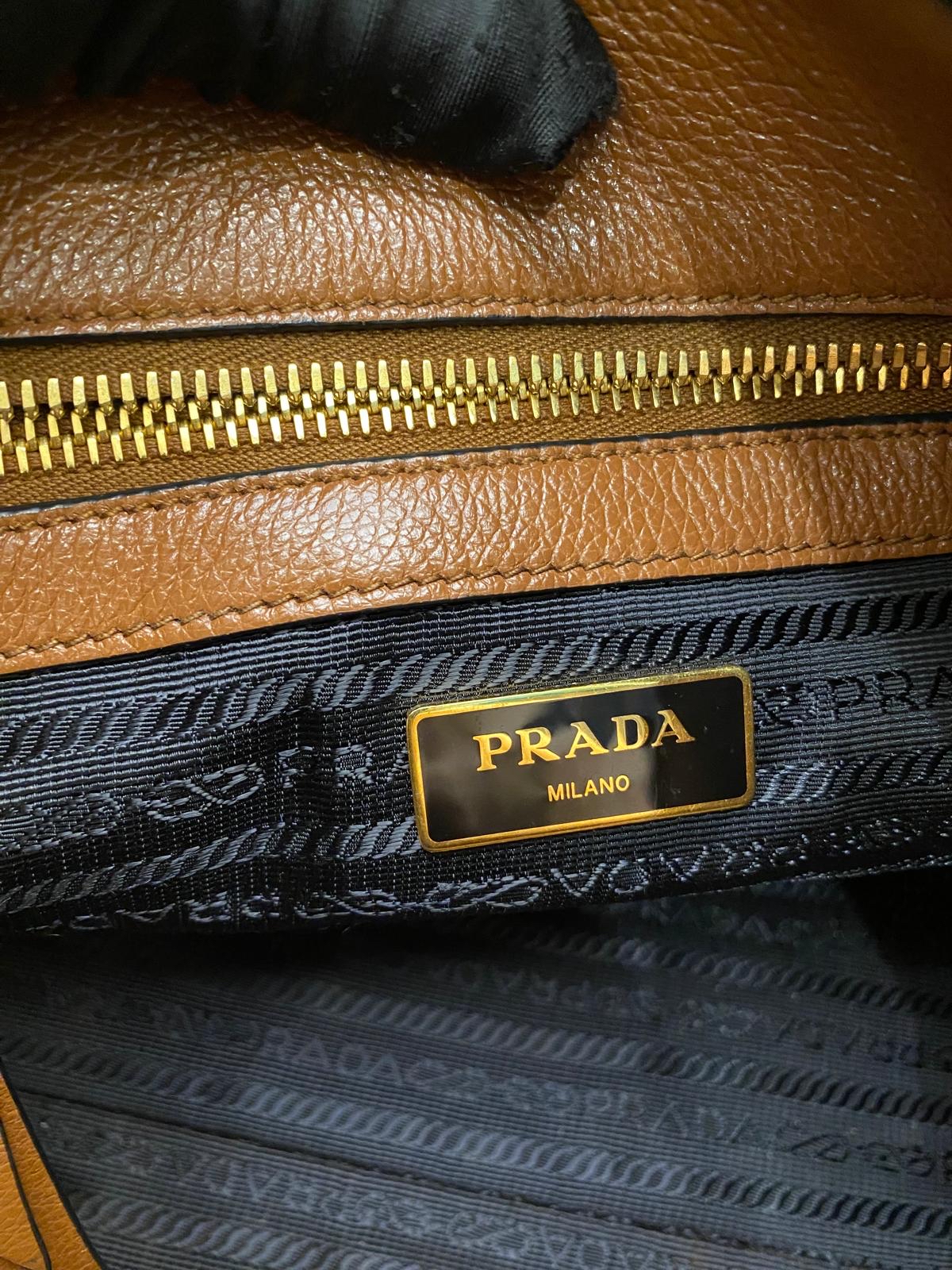 Prada Daino Leather Tote Bag (Cognac)
