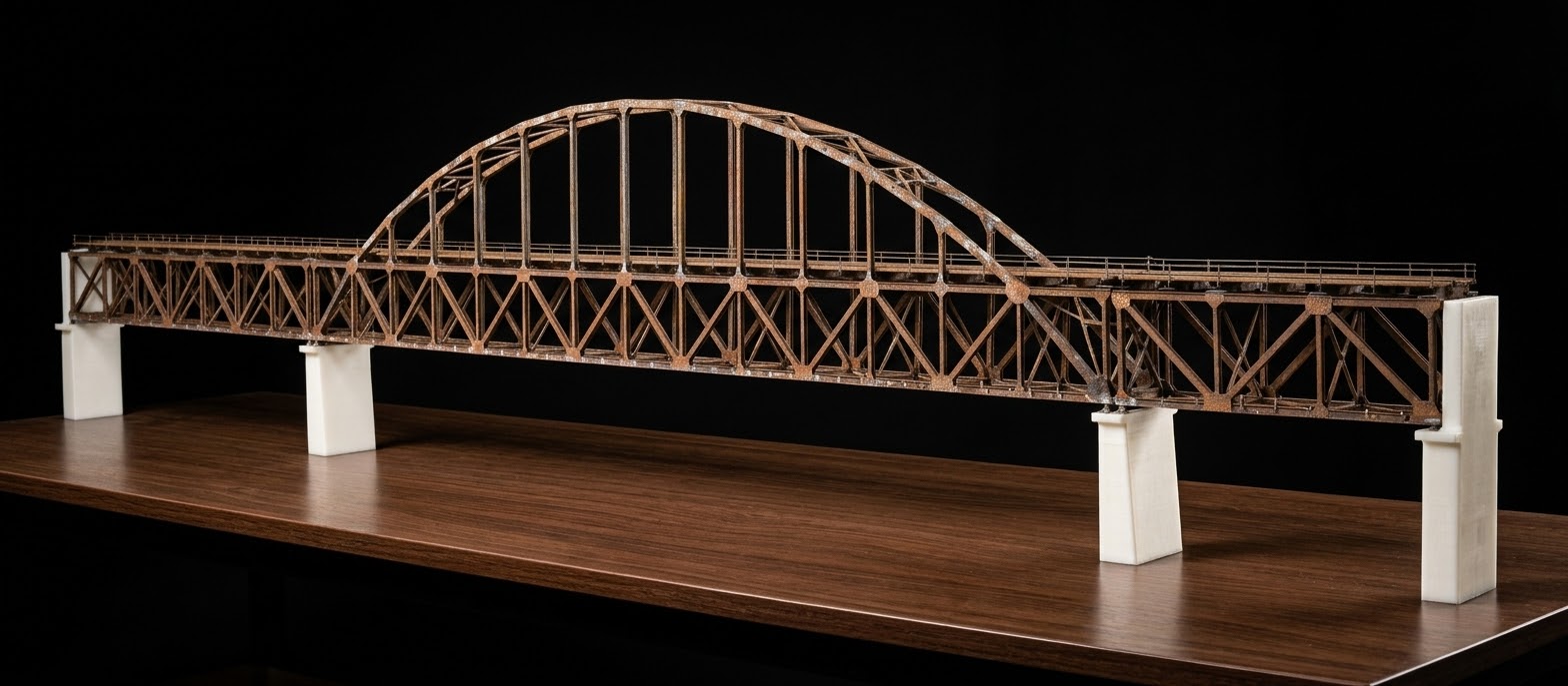 成昆線 "金山" 迎水河鐵路大橋 1:160 N規銅制中國鐵路橋系列第二款