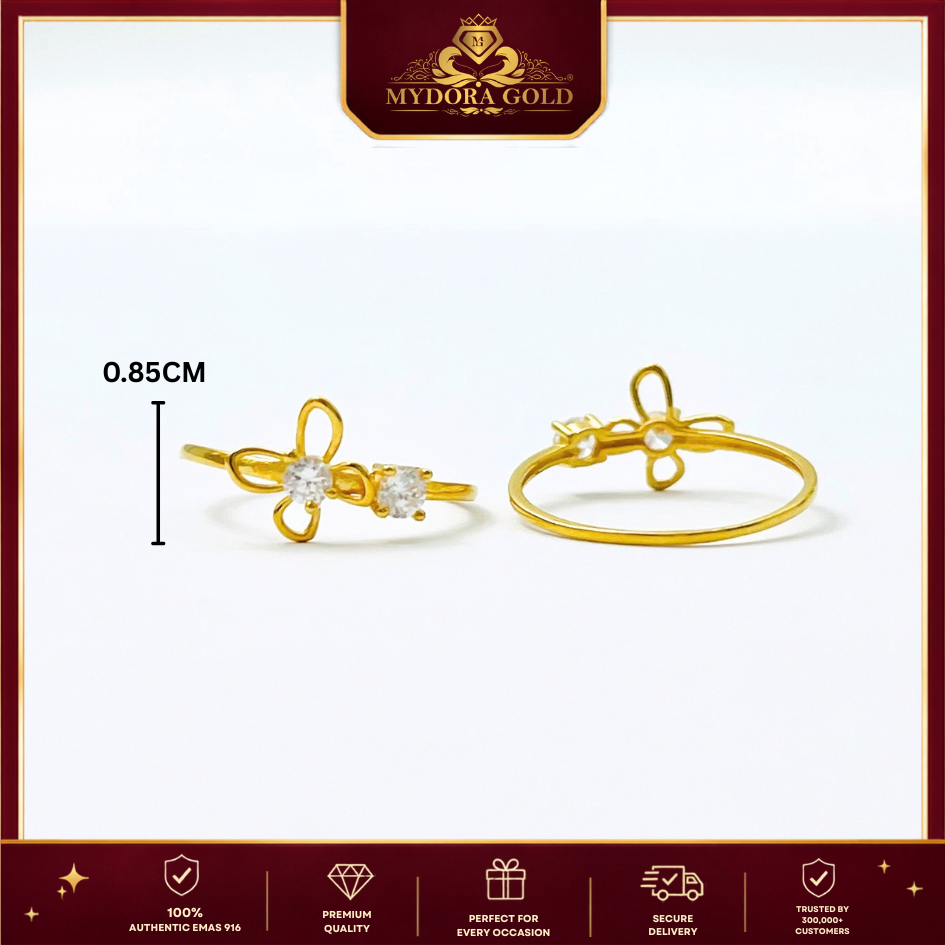 MYDORA EMAS 916 Cincin Batu CZ Butterfly Shine l EMAS 916/22K