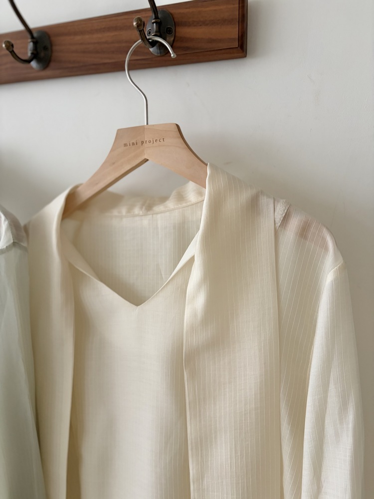 Aurelie Scarf-Tie Blouse (Mint)