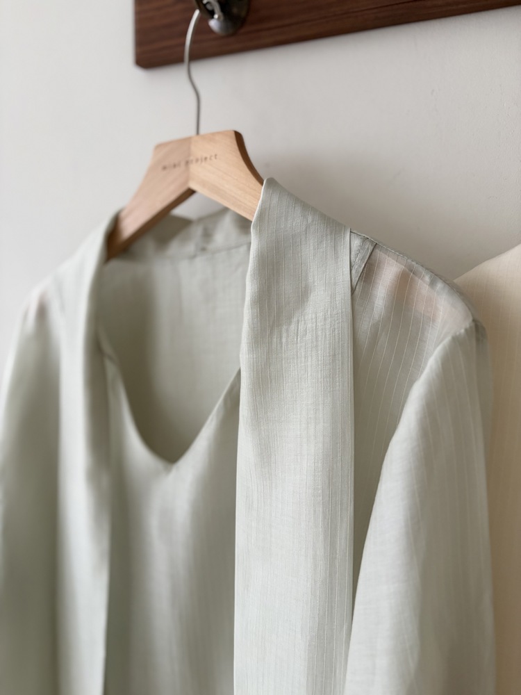 Aurelie Scarf-Tie Blouse (Mint)