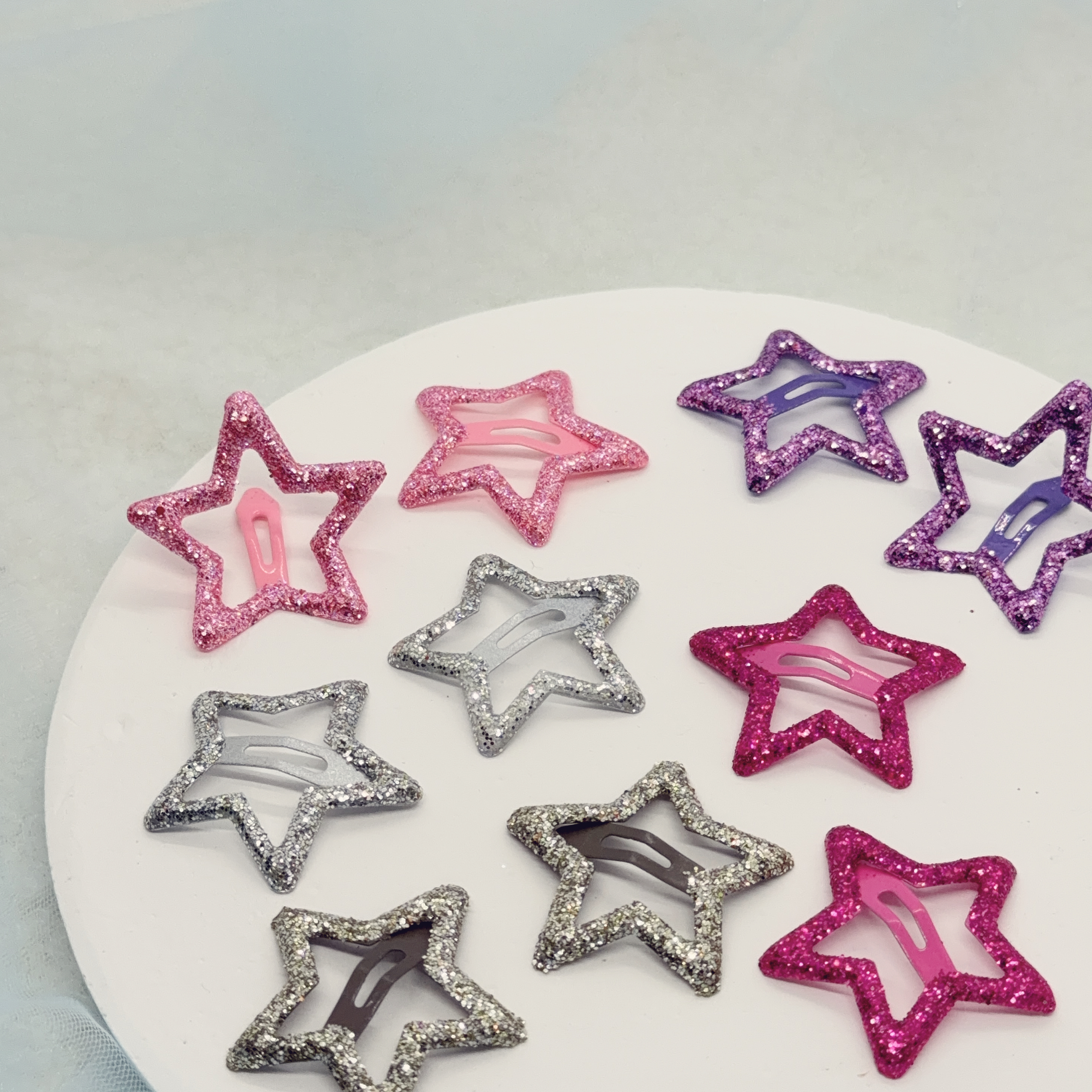 撤粉彩色 (set B) 3cm星星snap clip (10pcs/set)