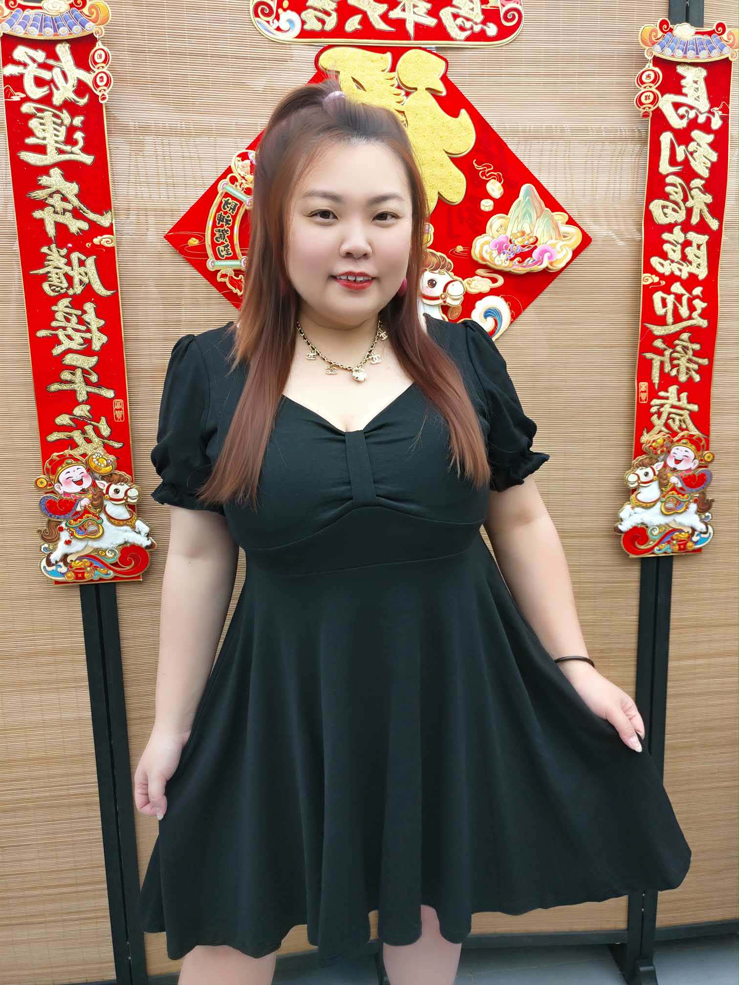 DDH04 8837(B4) 胸前皱褶设计附垫连衣裙