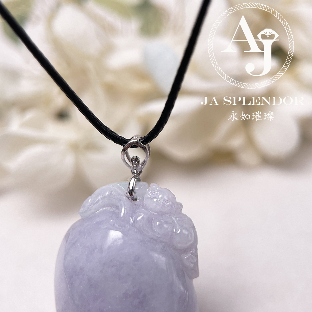 JNK-91 天然翡翠A玉 【猴】冰糯紫羅蘭靈猴獻壽18K吊墜