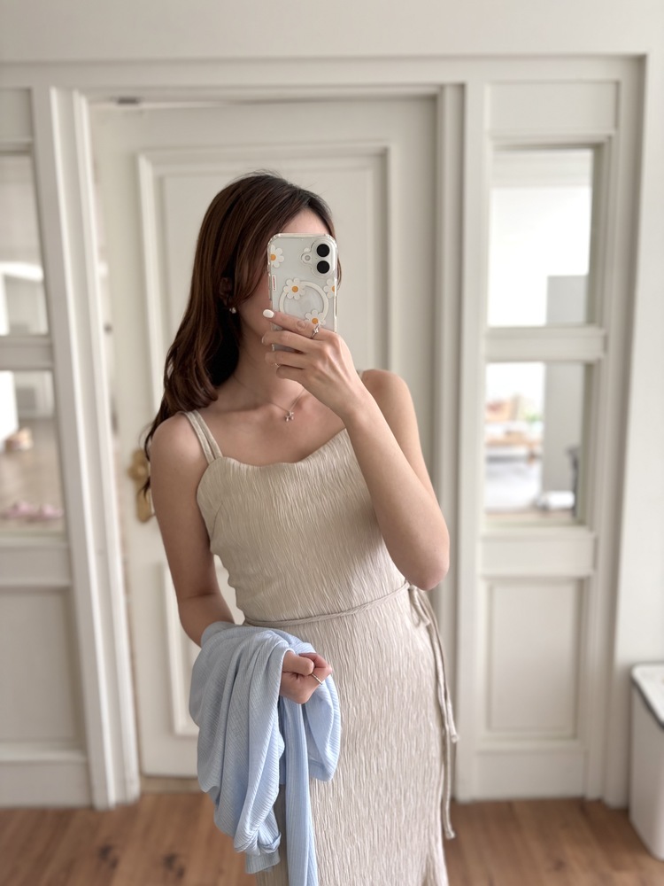 Romance Slim Cami Dress (Beige)