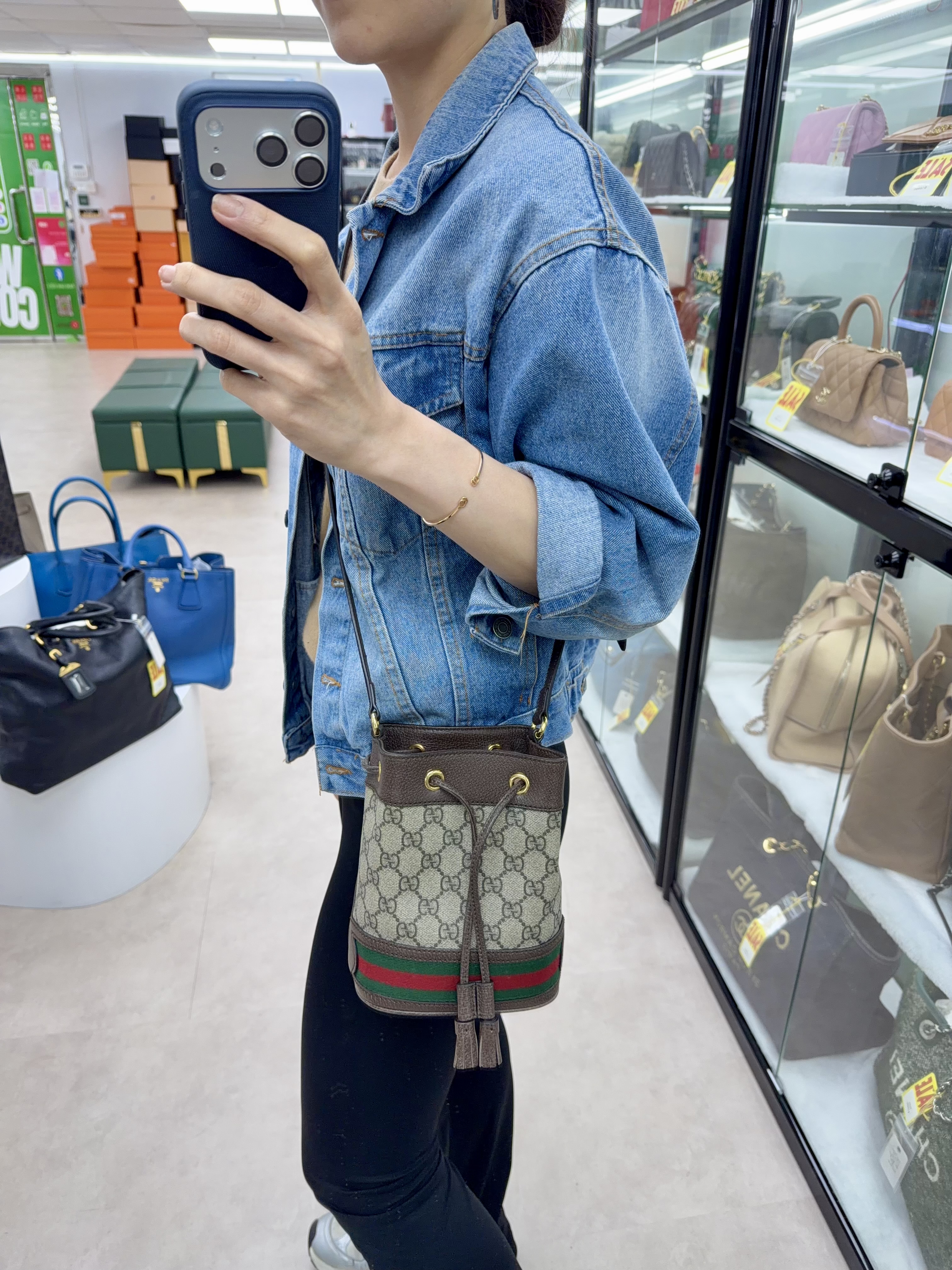 Gucci🤍PRE OWNED Ophidia迷你抽繩水桶 斜孭袋 單肩包🤎