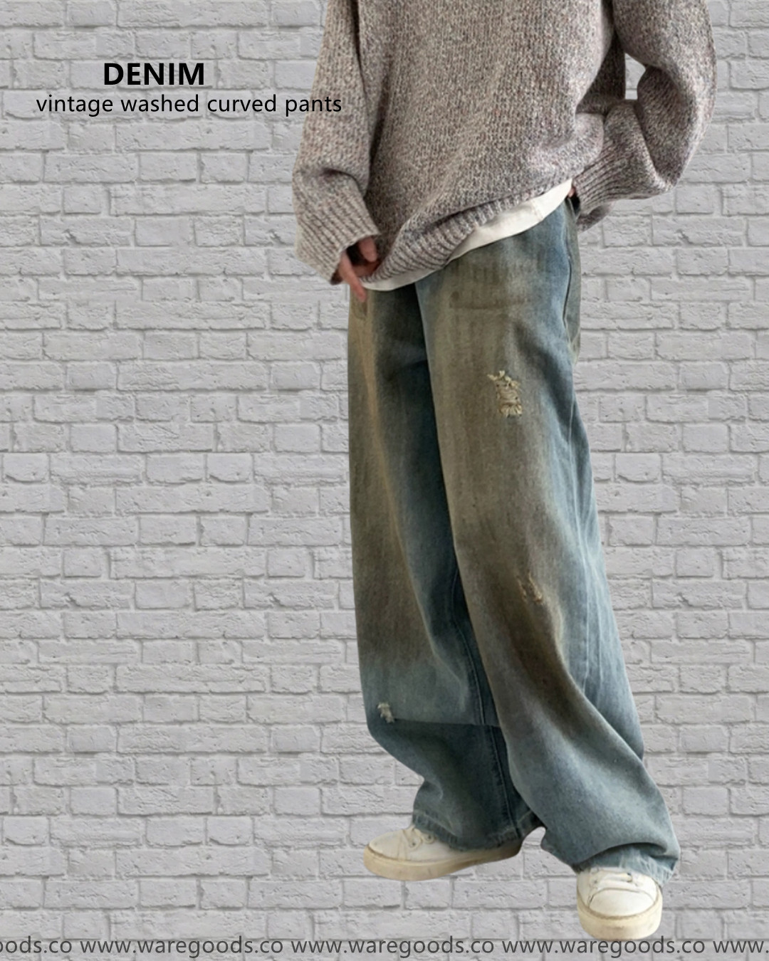 W371做舊泥染水洗牛仔褲