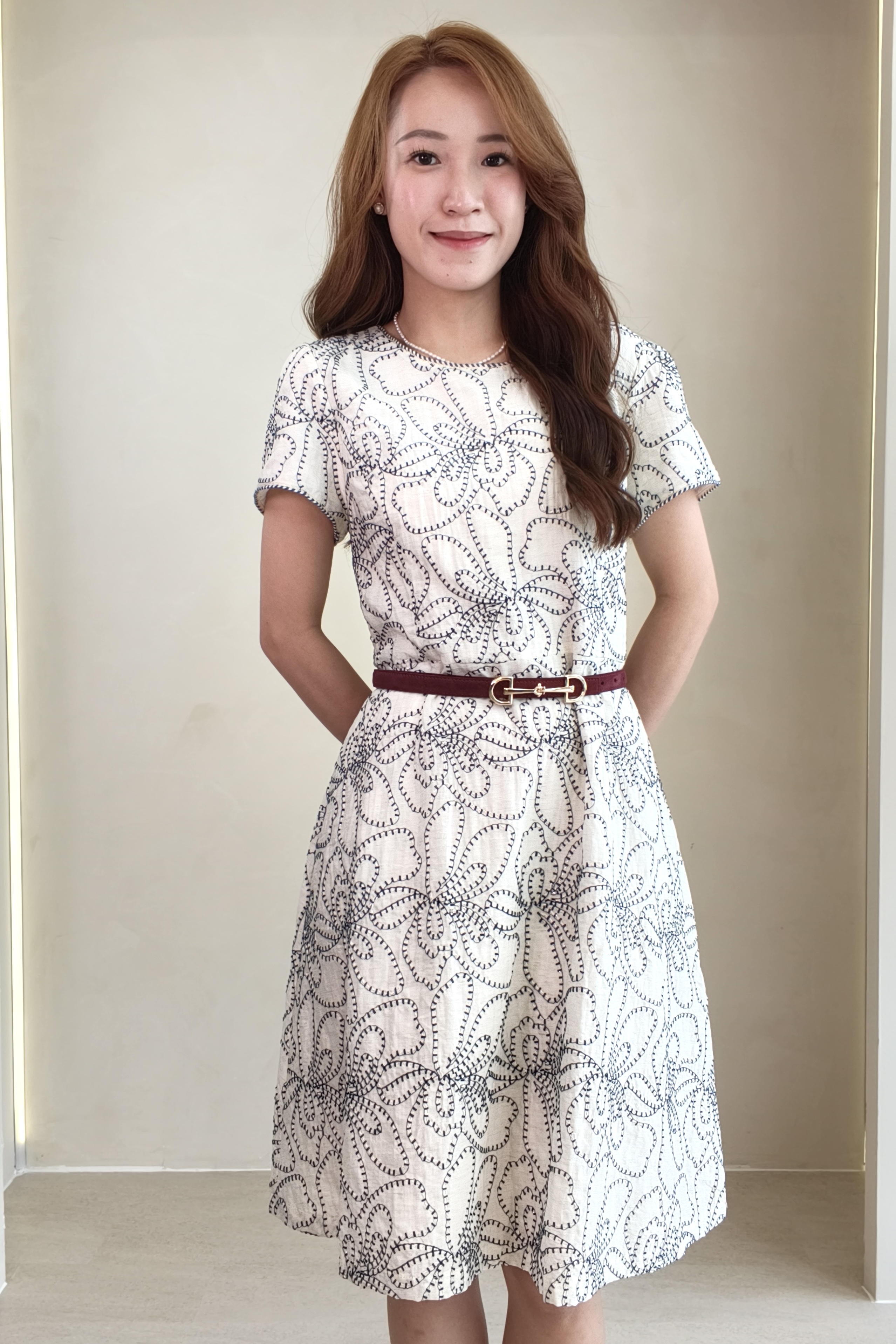 31211 Evelyn Floral Belted Midi Dress